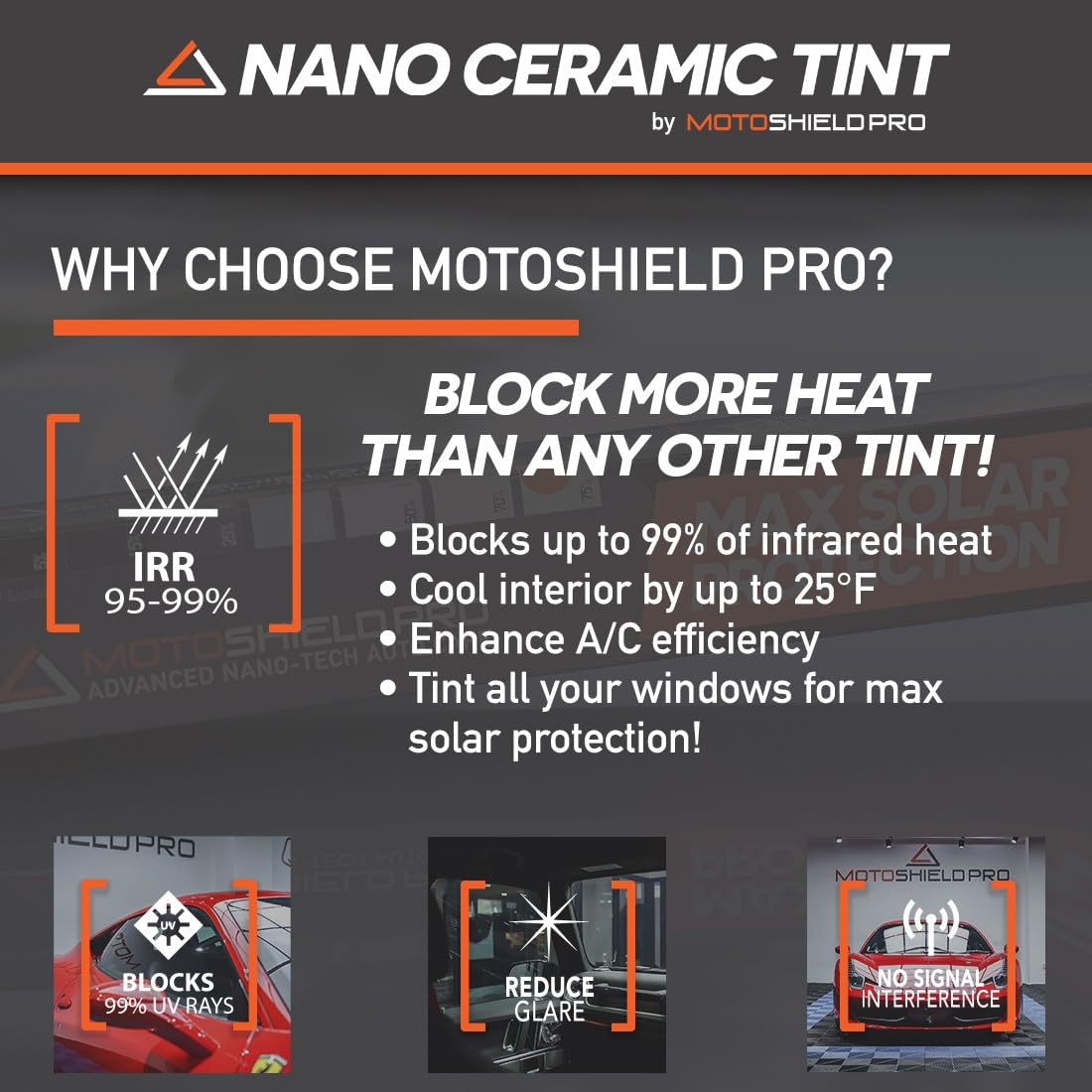 Diy-Motoshield Pro Premium Nano Ceramic Tint (70% Vlt) 36” In X 5’ Ft Roll | Professional Window Film For Auto, Reduce Infrared Heat & Block Uv By 99%