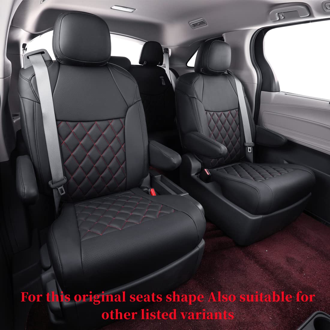 coverdream Sienna Seat Covers Custom Fit for 2021-2025 Toyota Sienna XSE,XLE(7-Seater),Limited,Platinum,2nd Row Without Leg Rest