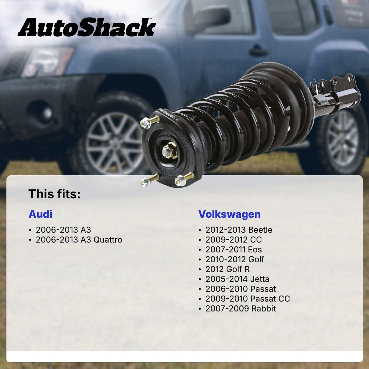 Autoshack Front Complete Strut Coil Springs Assy Pair Driver And Passenger Side Replacement For Audi A3 Quattro Vw Beetle Cc Golf Rabbit Eos Jetta Passat Fwd W/55 Mm Lower Strut Housing Cst100279Pr