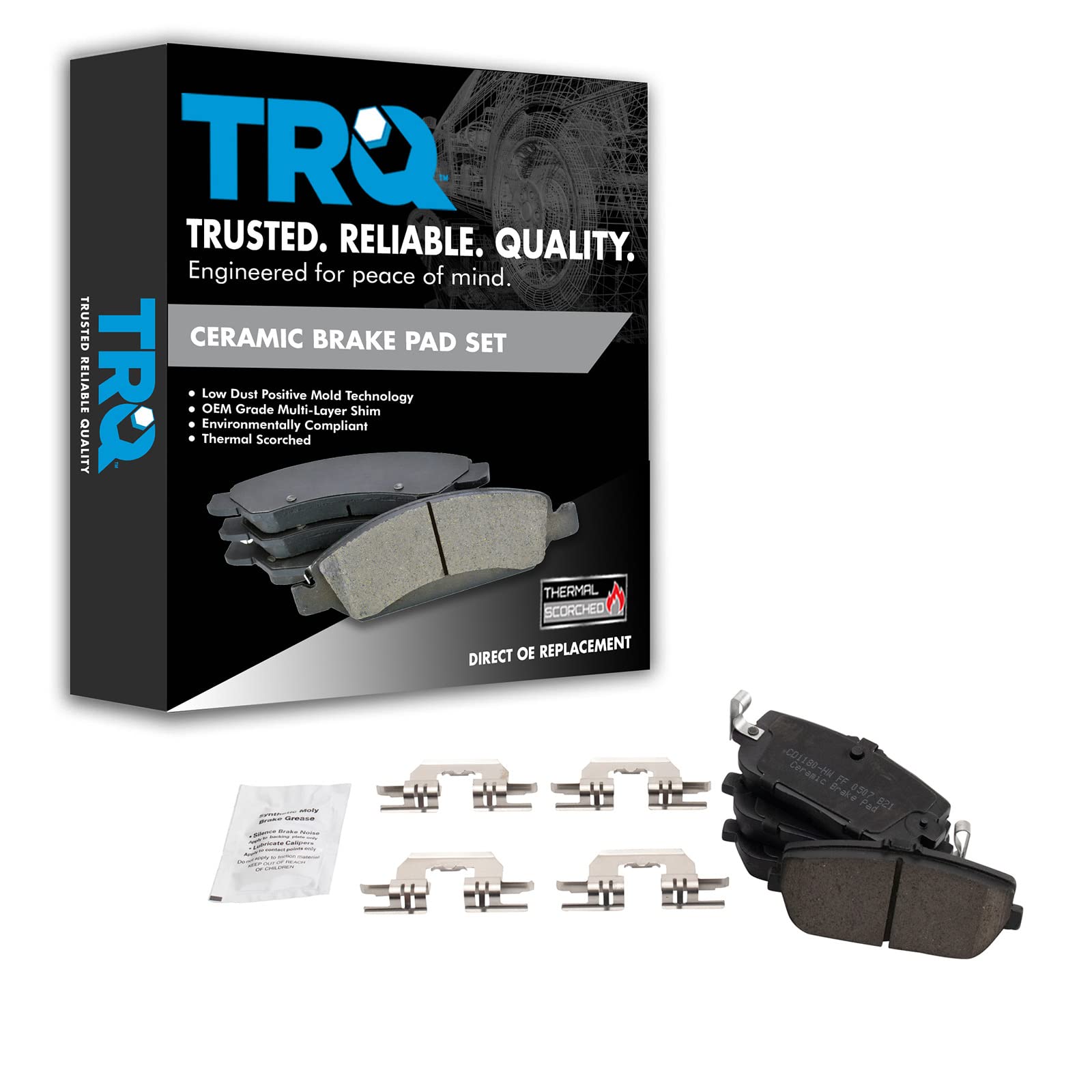 TRQ Rear Brake Pads Ceramic Compatible with 2017-2020 Fiat 124 Spider 2006-2019 Mazda MX-5 Miata