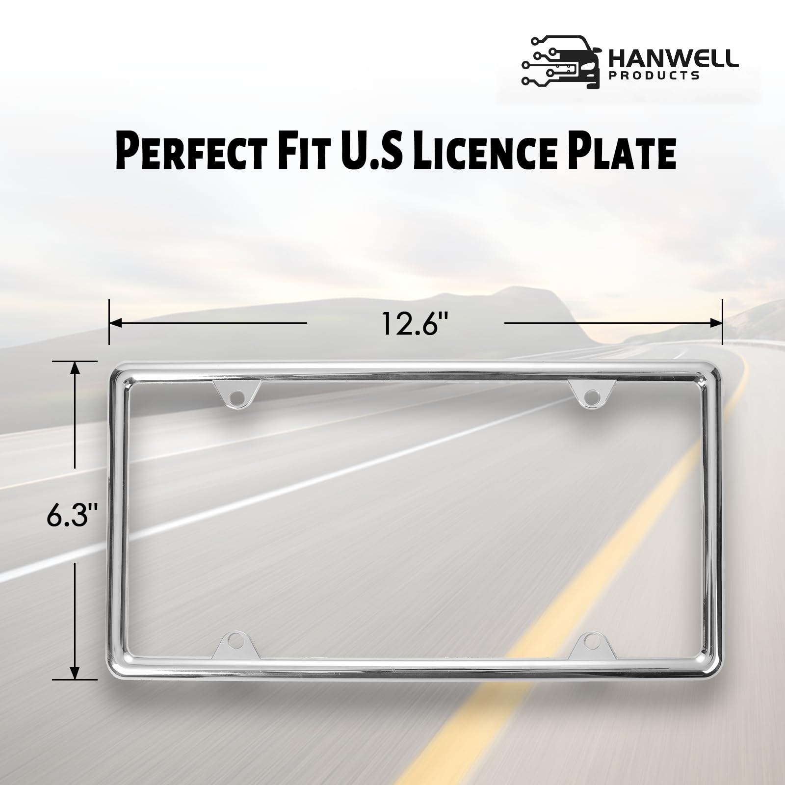 Hanwell Products Chrome License Plate Frame Made of Zinc Alloy Metal, Universal Car Accessories,1 Pack License Plate Holder Neve