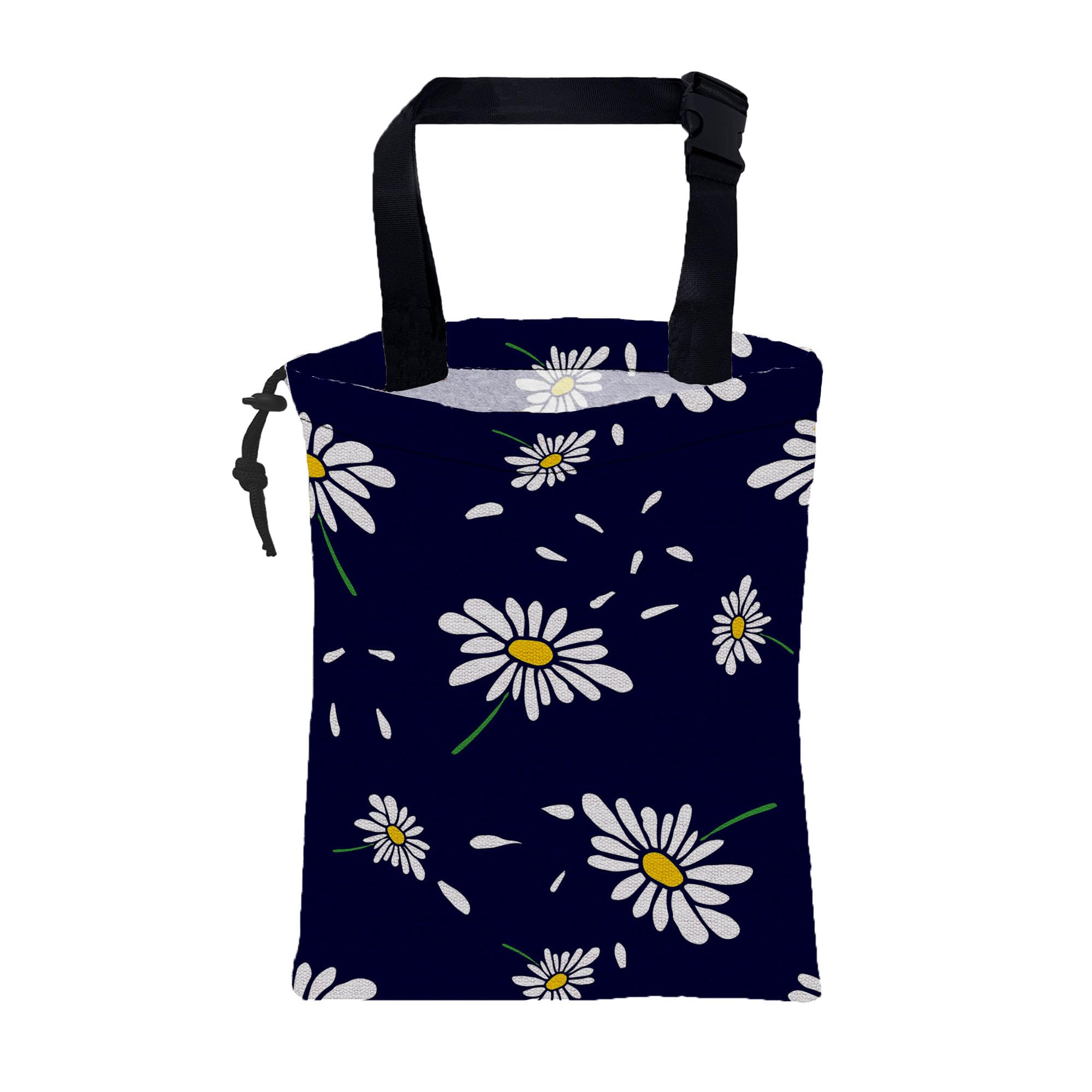 KXWQTRDD Car Garbage Bag Colorful Floral Spring Daisy Drawstring Car Trash Bag Hanging for Back Seat with Adjustable Buckle Canv