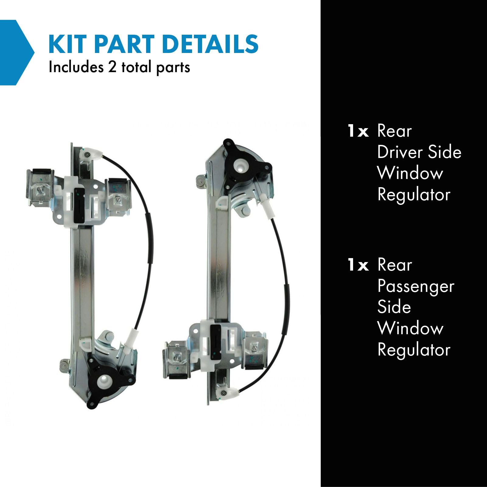 Trq Rear Power Window Regulator Set Compatible With 2000-2005 Buick Lesabre