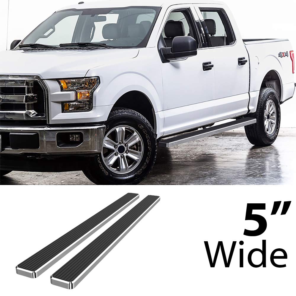 HD Ridez Nerf Bars - 5" Stainless Steel Polished Side Steps for Ford F150 2015-2024, F250/F350 Super Duty 2017-2024, Model