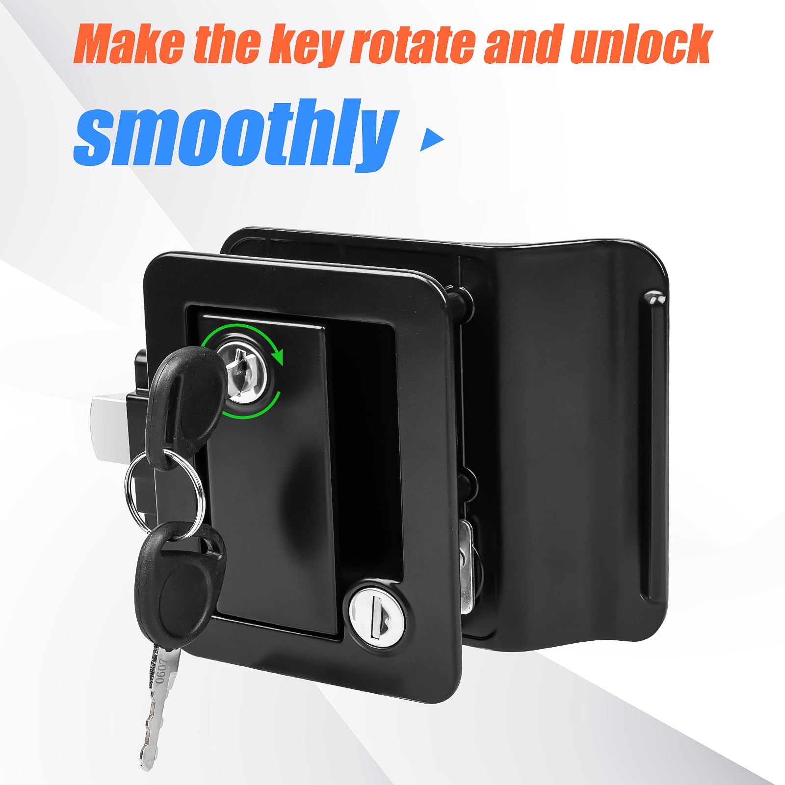 Siasky Black RV Door Lock Replacement - Upgraded Zinc Alloy Latch with 4 Keys, 6.22"x2.32"x4.26" for Trailers and Cargo Haulers