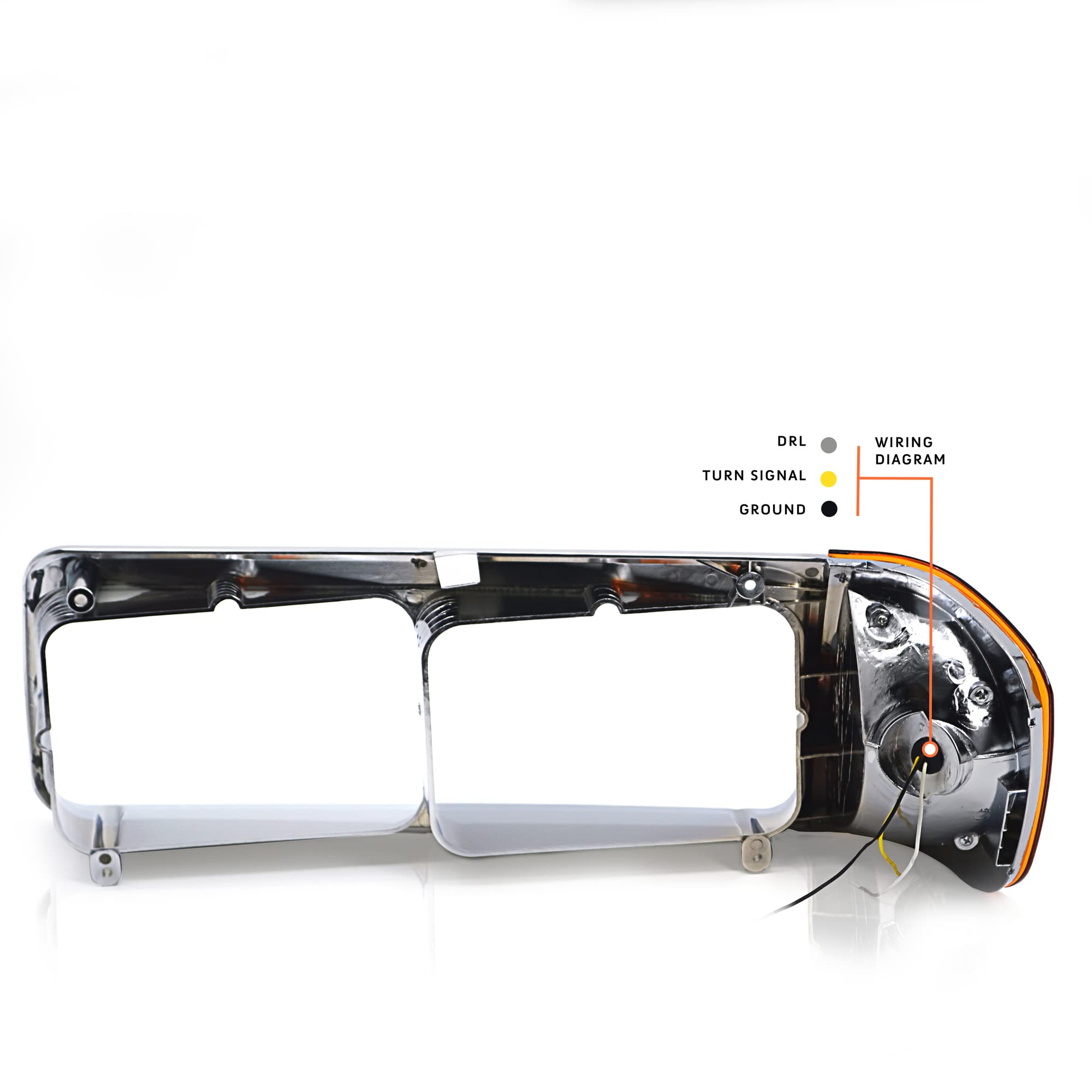 Torque Headlight Bezel Passenger Right Side Replacement For 1989-2002 Freightliner Fld Semi Trucks With Amber Led Turn Signal Li