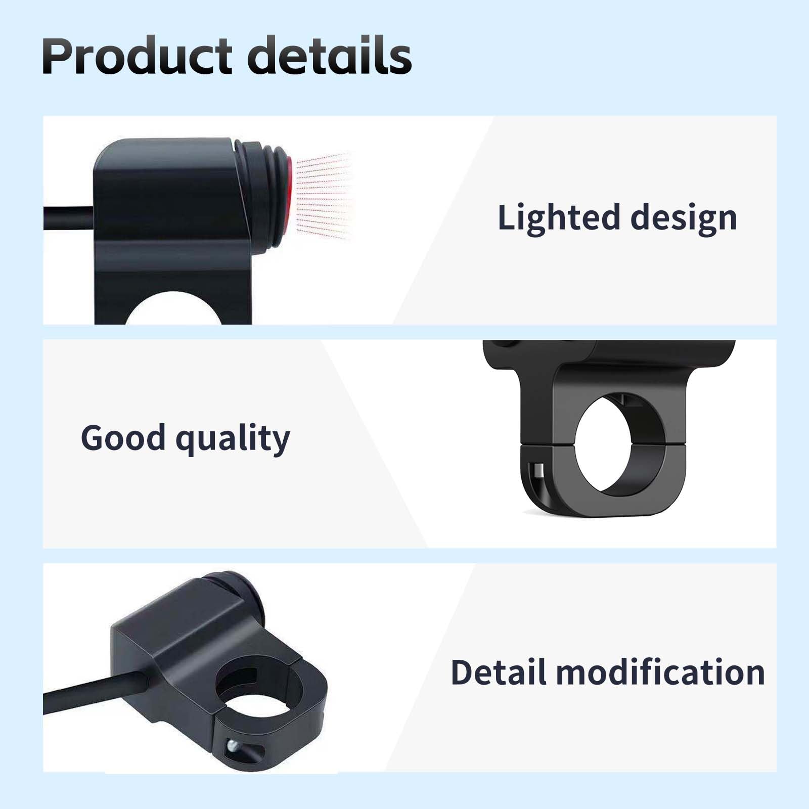 SKARORING Waterproof 7/8 Motorcycle ATV Light Bar Switch, 12V 16A CNC Aluminum Toggle with Red Indicator, Double Control (1 Pack)