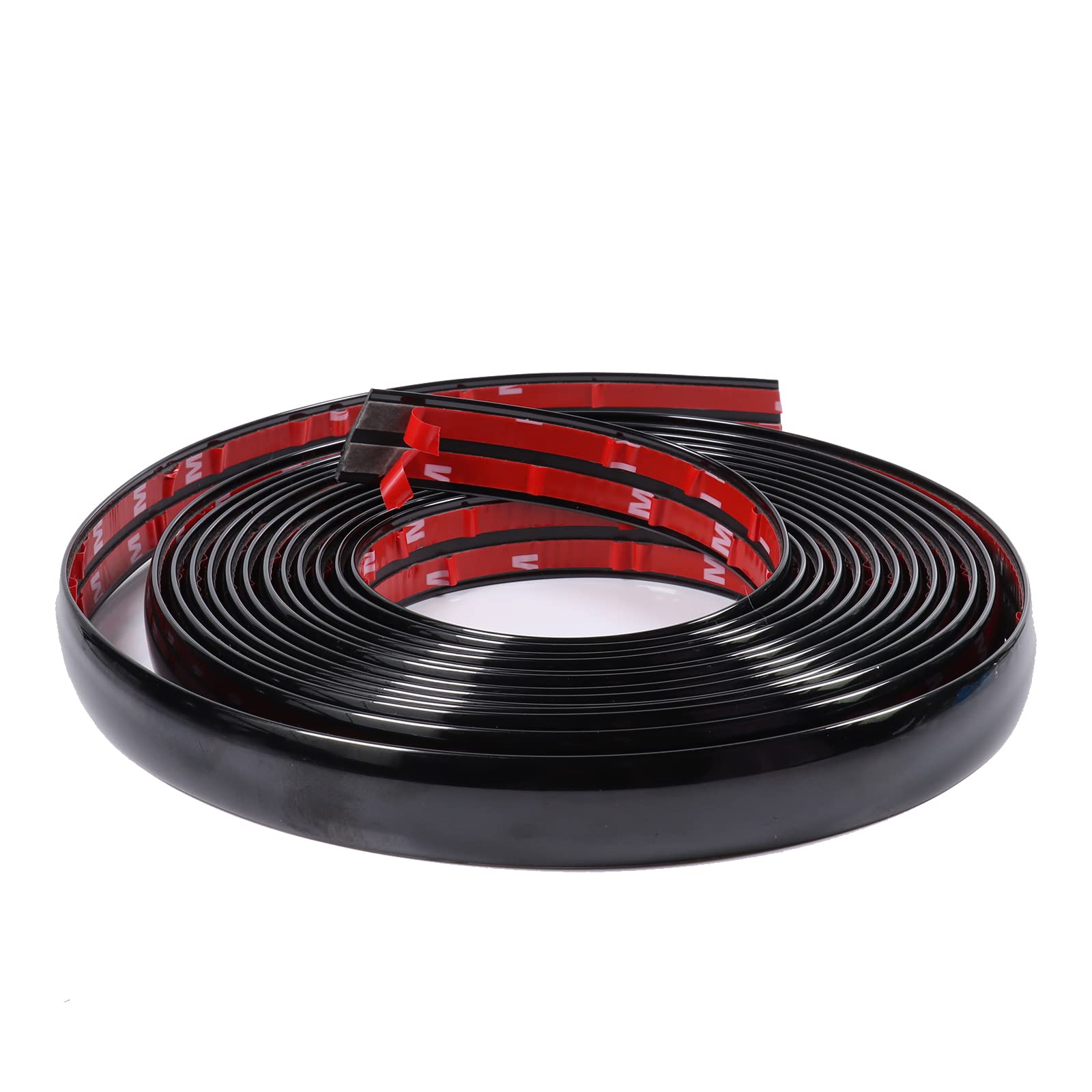 1''(25mm) Automotive Trim Molding Glossy Black 25Ft Universal Car Side Body Molding(Self Adhesive) for All Vehicles Exterior Int
