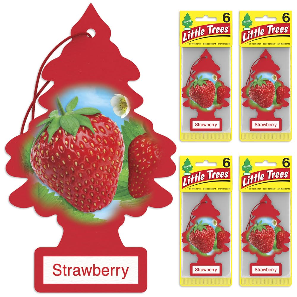 Little Trees Air Fresheners Car Air Freshener. Hanging Tree Provides Long Lasting Scent For Auto Or Home. Strawberry, 24 Air Fre