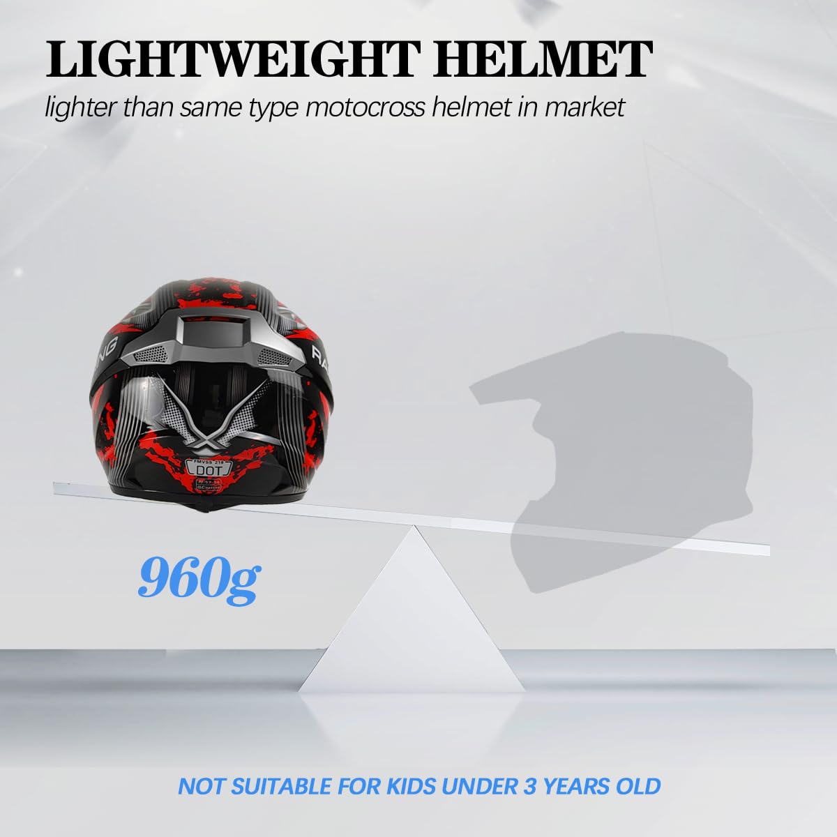TTMiku Youth Motocross Helmet, Medium Black ABS, Model TKJR001, Unisex Off-Road ATV BMX MX Motorcycle Gear with Goggles & Gloves