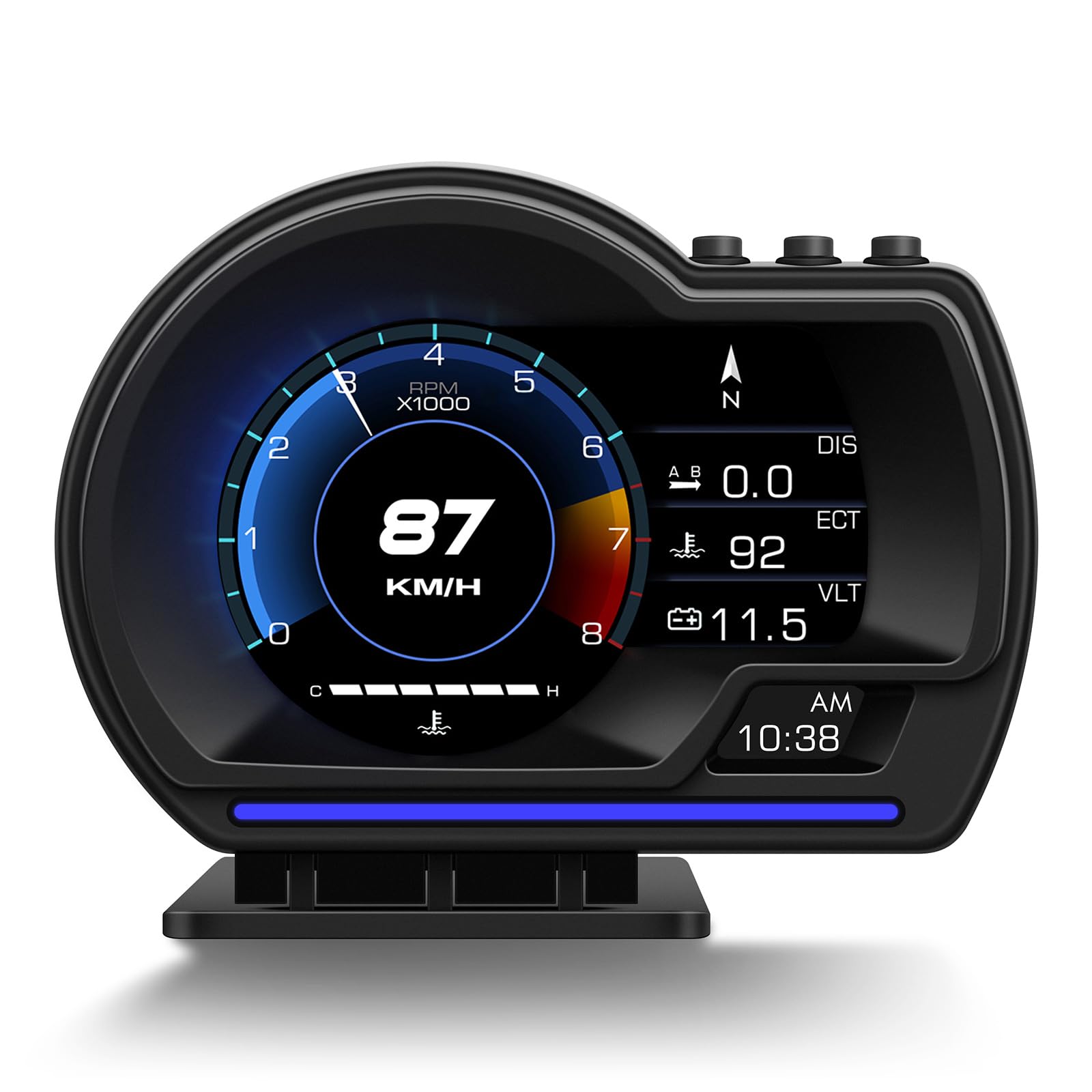 MH Head Up Display, OBD2+GPS Dual System, Speedometer, Tachometer, Water Temp, Volt, Overspeed Alarm AUTO Gauge Fault Diagnosis 