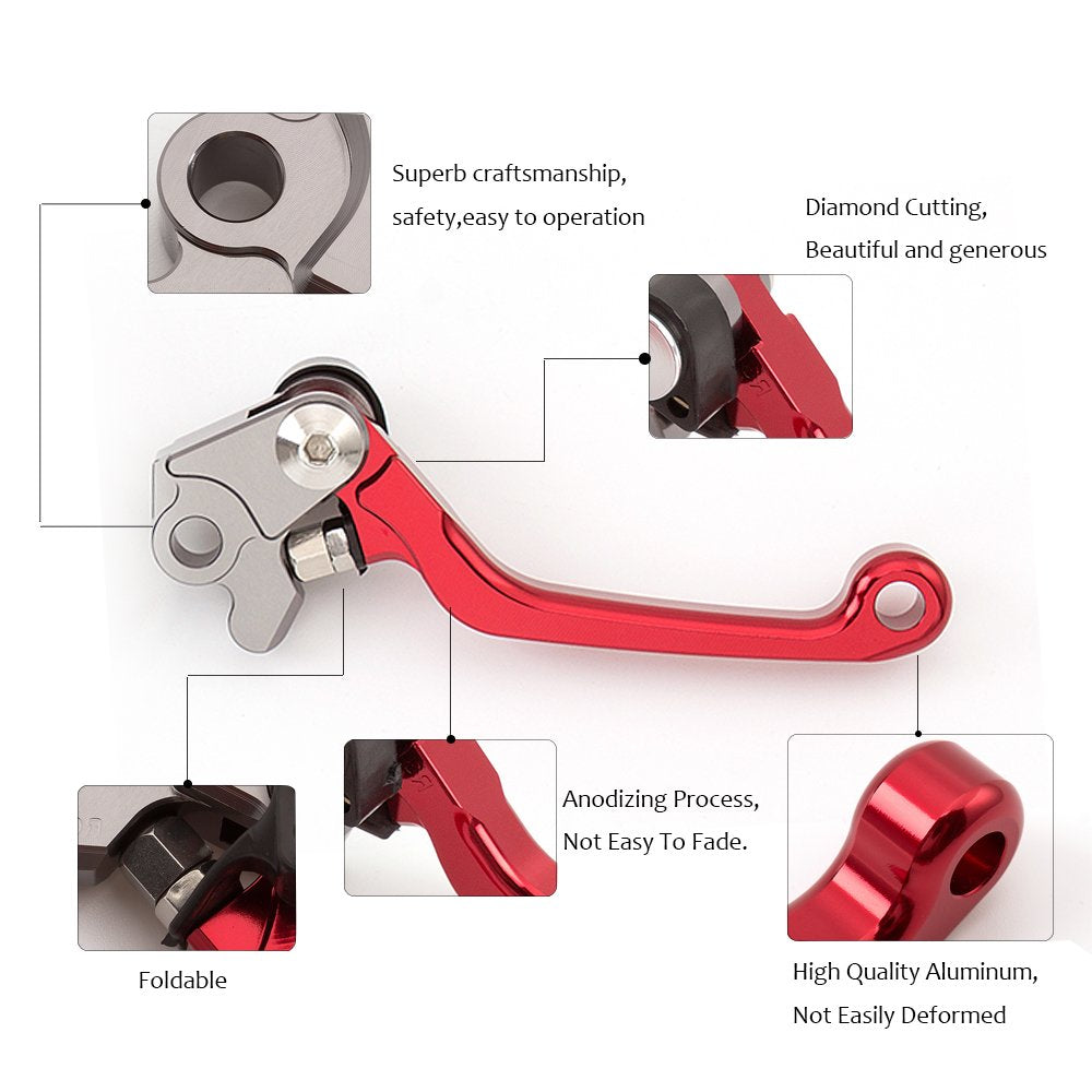 NICEDOLL Dirt Bike Clutch Brake Levers, Foldable CNC Aluminum, Red, for CRF125F 2020-2024