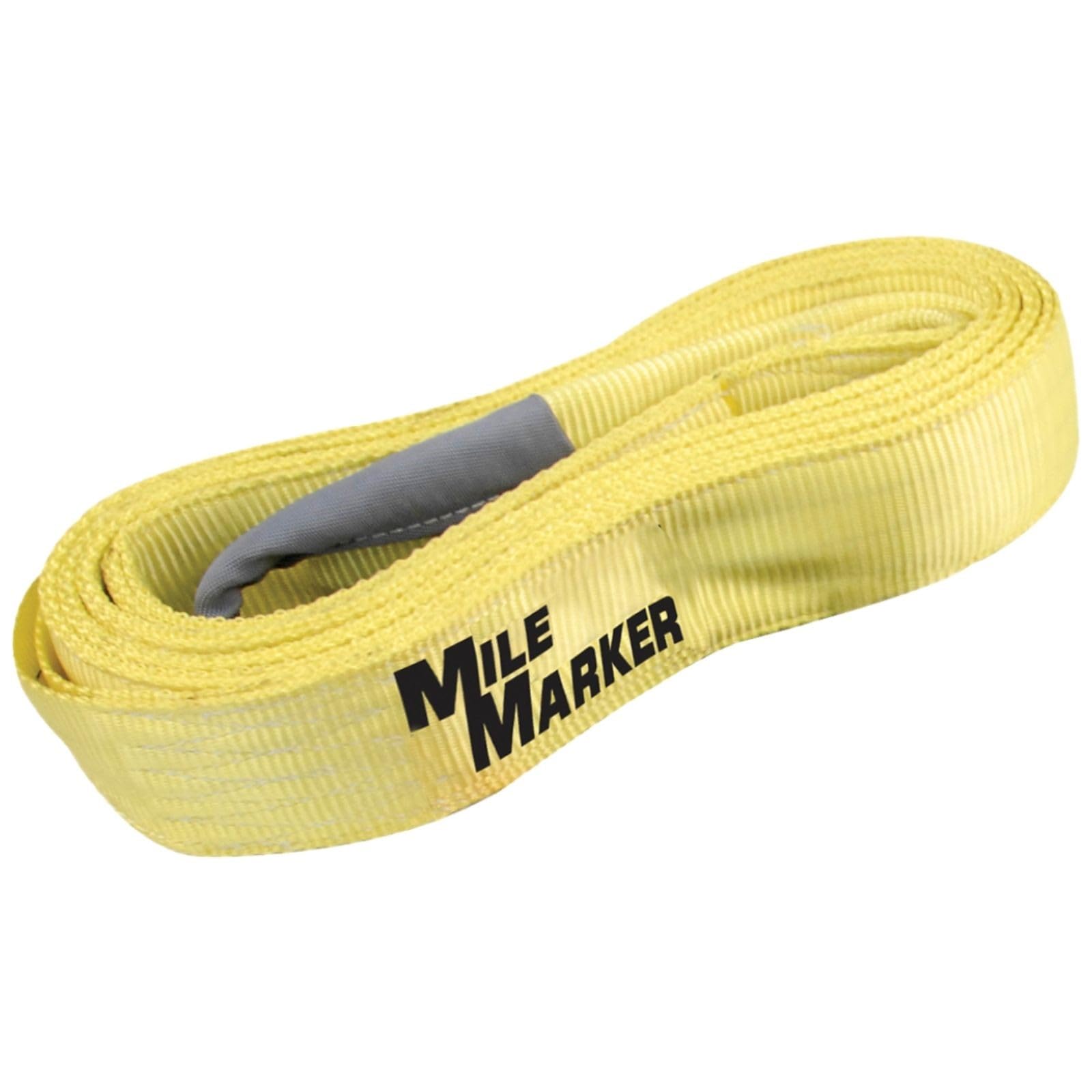 Mile Marker 19315 Single Yellow 3 x 15 Recovery Strap for Heavy Duty Use - Rated to 30,000 Pound Capacity - Ensures User Safety