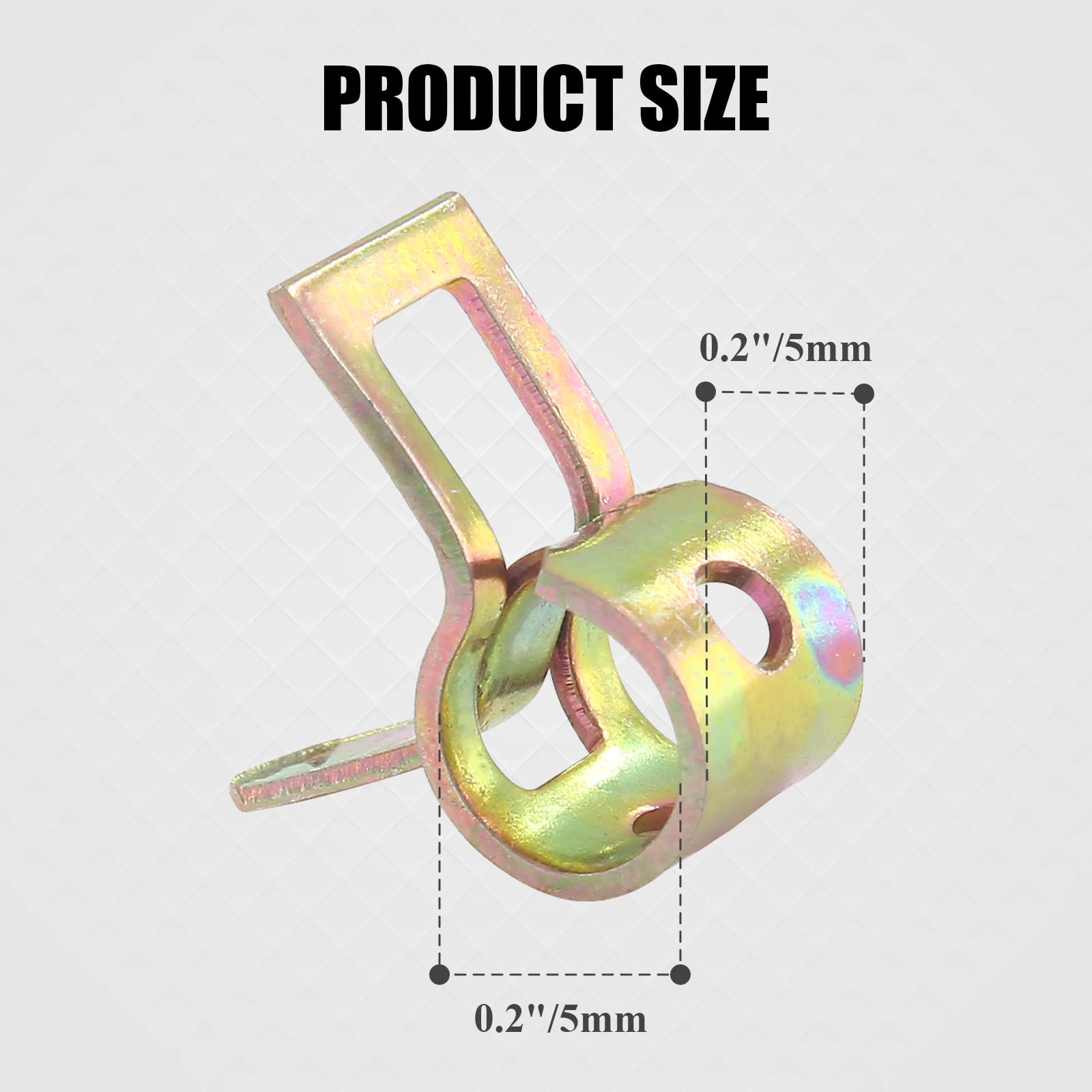 Rierdge 60 Pcs 5Mm Id Spring Band Type Clamps, 3/16'' Fuel Hose Clamps Fasteners, Golden Spring Hose Clip For Fuel Hose Line Wat