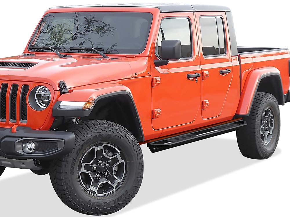 Aps Off-Road 6.5In Side Armor Aluminum Running Boards Compatible With Jeep Gladiator 2020-2024 Crew Cab Aircraft Aluminum Off-Road Black Side Steps Armor