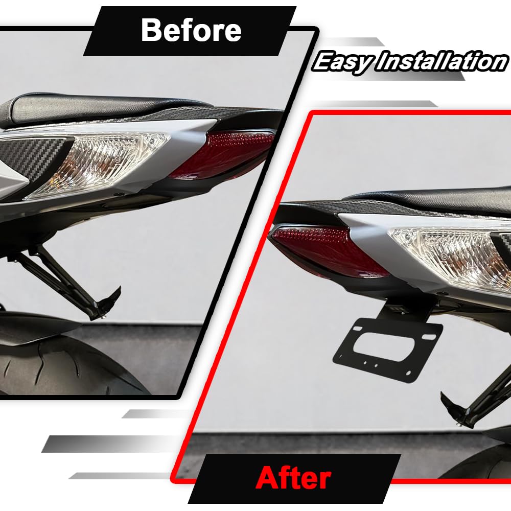Xitomer Fender Eliminator for GSXR 600/750 (2011-2024) - Black Aluminum Tail Tidy with LED License Plate Light