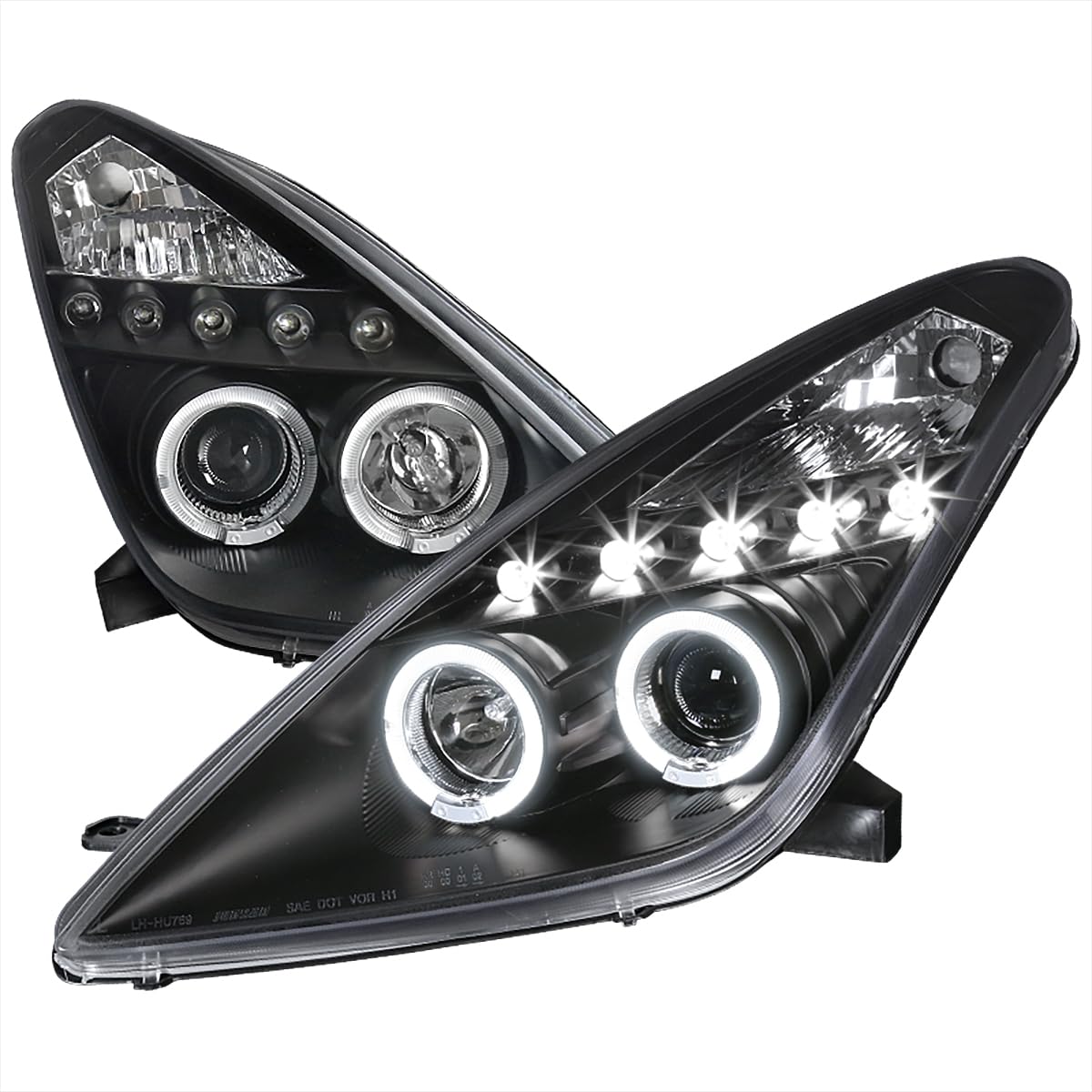 Spec-D Tuning Led Black Projector Headlights Compatible With 2000-2005 Toyota Celica, Left + Right Pair Headlamps Assembly