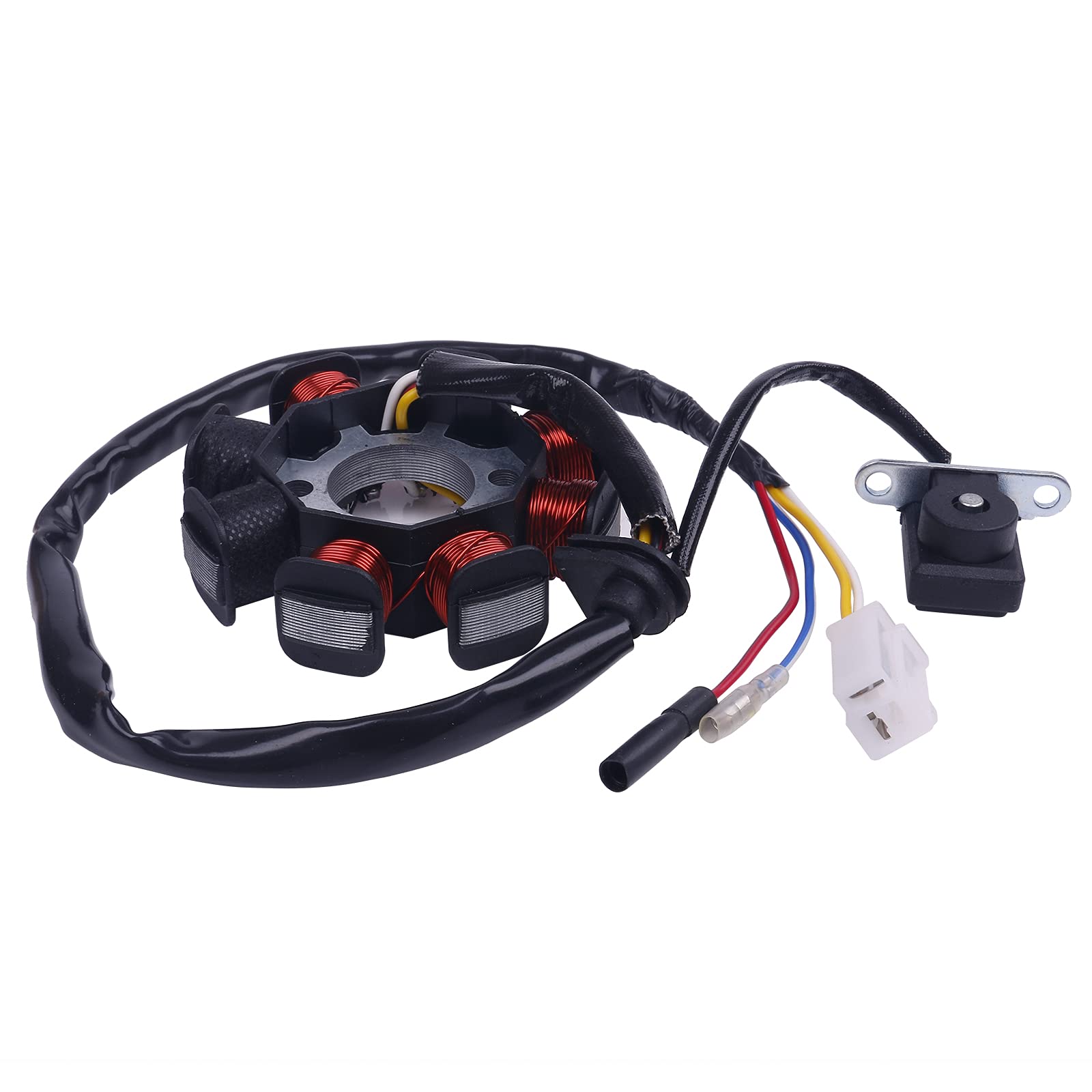 Glixal GY6 49cc 50cc 80cc 100cc 8-Poles Dual Ignition Coils Magneto Stator for 139QMB 139QMA Chinese Scooter Moped ATV Go-kart B