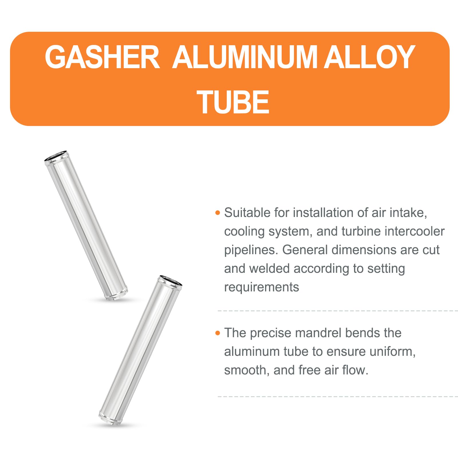 Gasher 1Pcs 12''(300Mm) Aluminum Alloy Tube Aluminum Straight 1''Od With Bead Roll, Intercooler Pipe For Intake And Cooling Syst