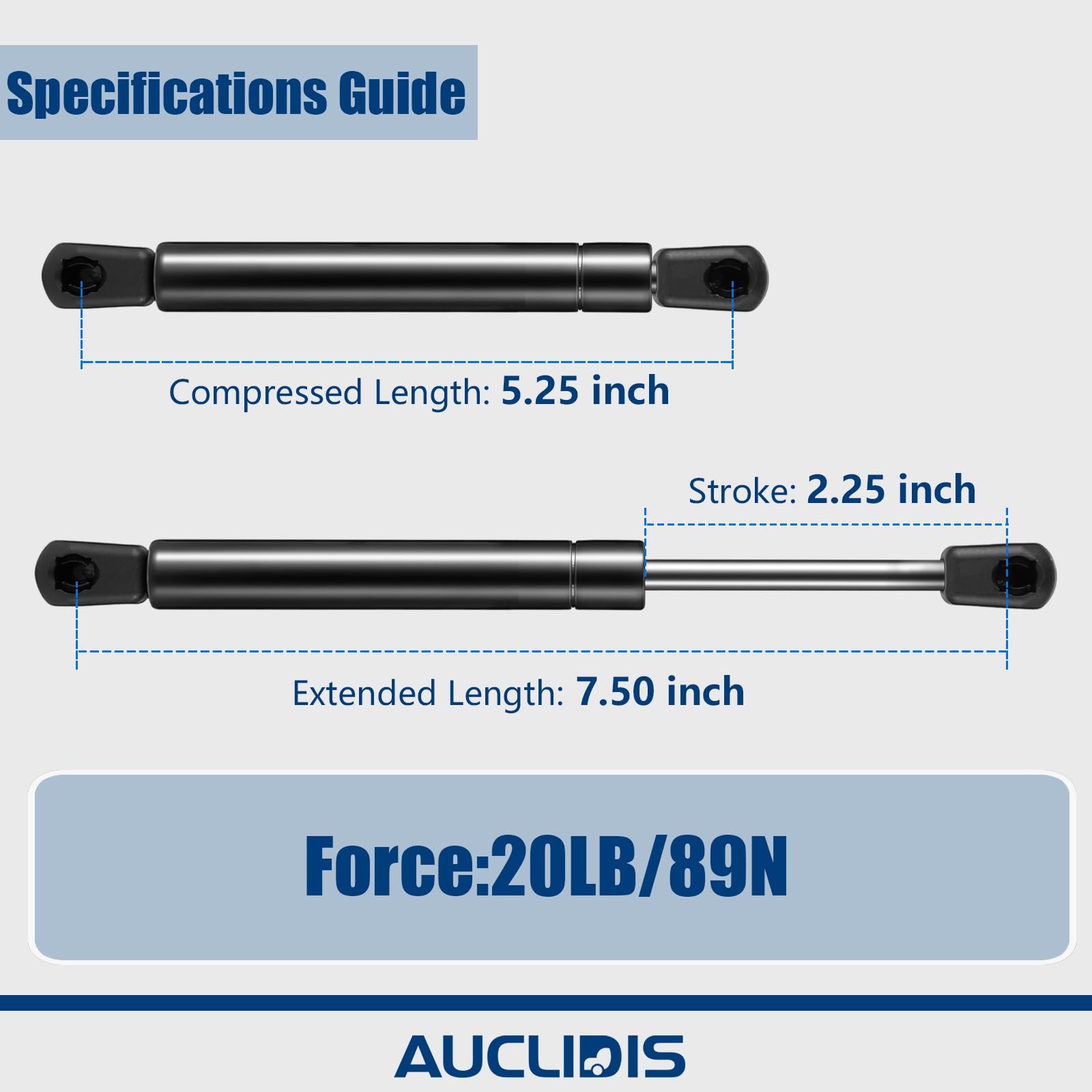 AUCLIDIS Gas Strut Shock Spring Lift Support, 7.5 Inch, Black, Set of 2 for Sentry Safe & RV Overhead Cabinet