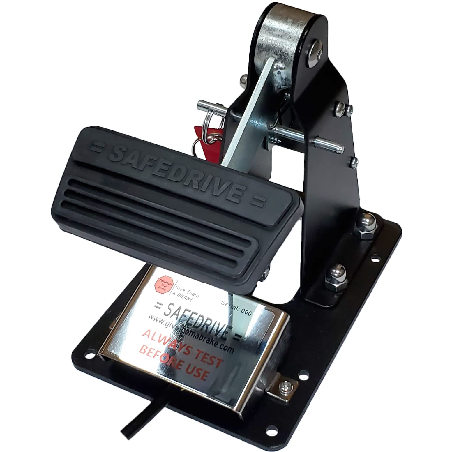 SAFEDRIVE Universal Dual Brake Pedal for RHD, Steel, Black with Chrome Highlights, Model SDP001, Ideal for Student Driver Training