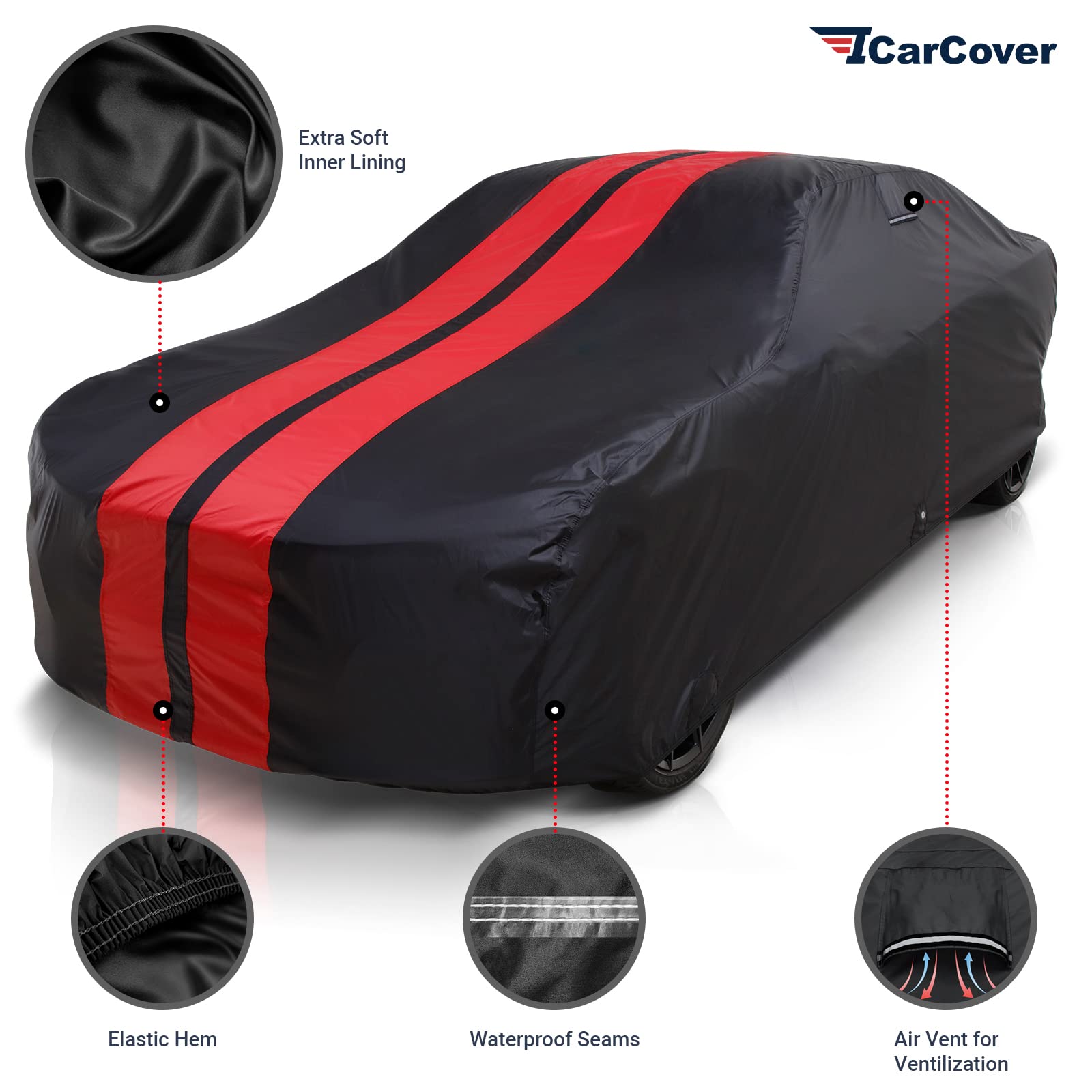 Icarcover Custom Car Cover For 1979-2004 Ford Mustang Waterproof All Weather Rain Snow Uv Sun Protector Full Exterior Indoor Out