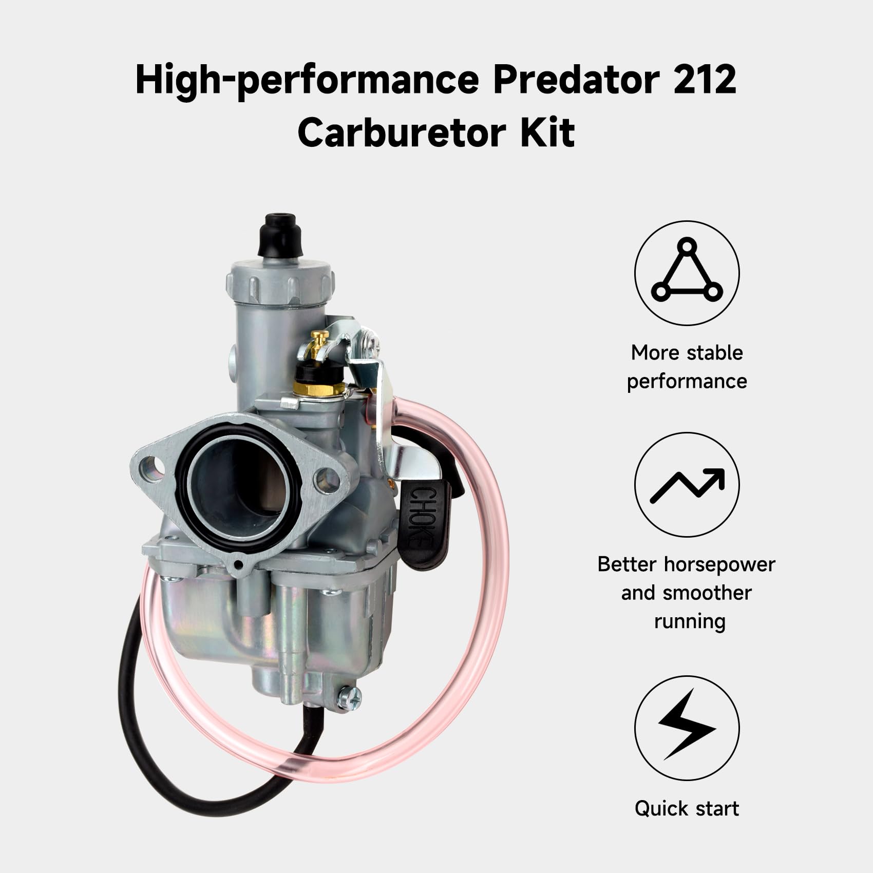 FVRITO VM22 Racing Carburetor for Predator 212cc/196cc Mini Bikes & Go Karts, 38mm, A-Red, Includes Intake Manifold & Air Filter