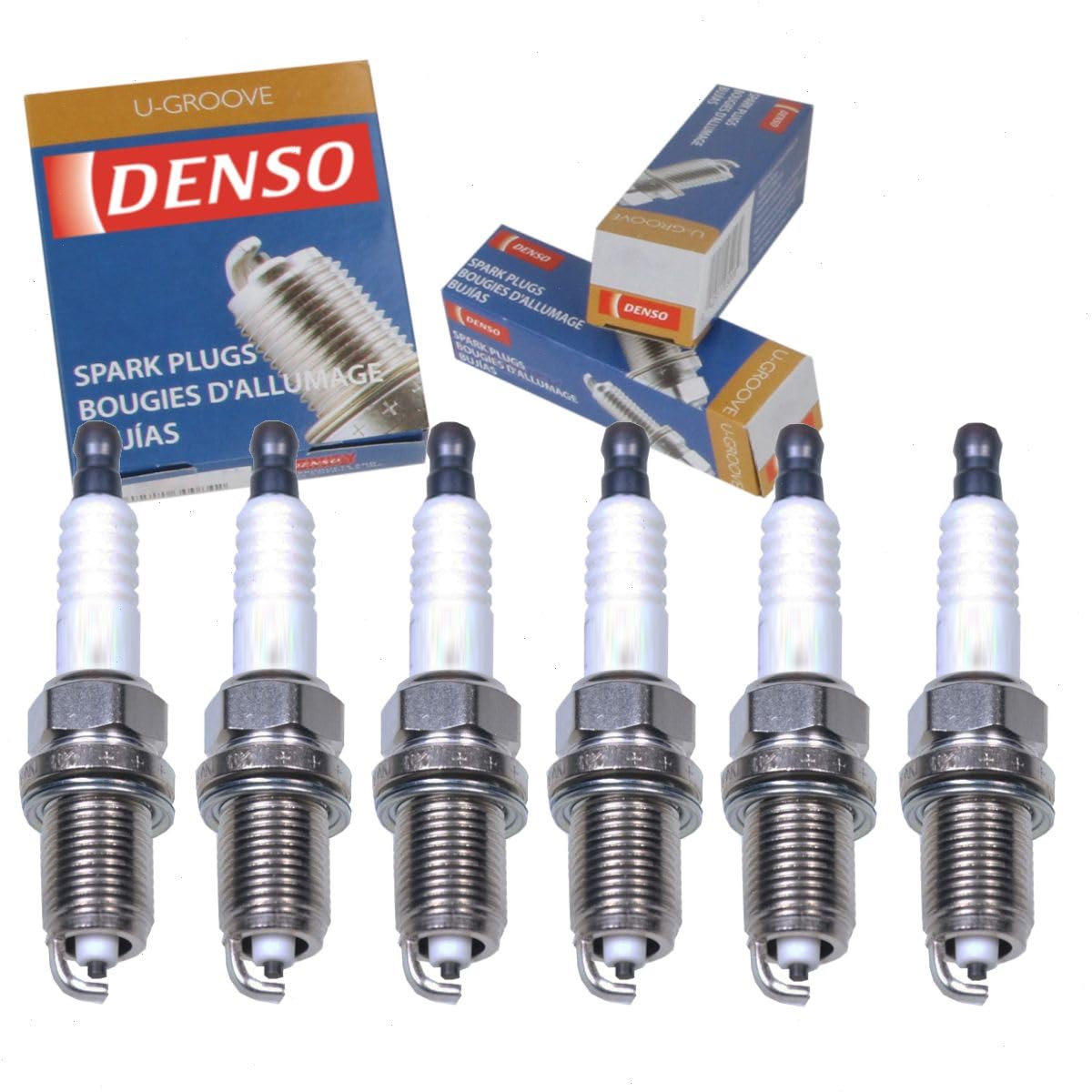 6 pc DENSO Standard U-Groove Spark Plugs compatible with Toyota Sienna 3.0L 3.3L V6 2001-2006