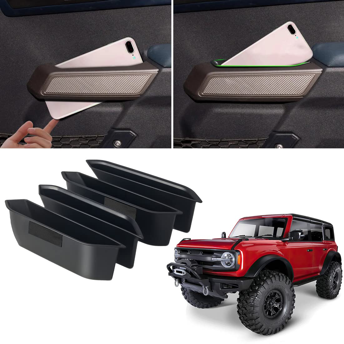 Wdg Door Side Storage Box Handle Container For Ford Bronco 2021 2022 2023 2024 2025 Car Interior Accessories, Abs Front Door Sid