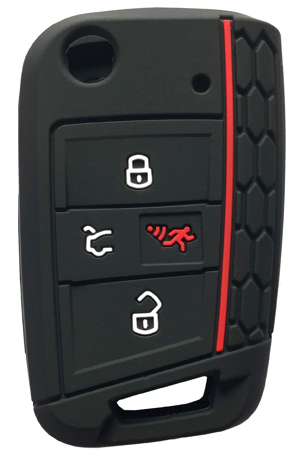 Horande Silicone Protector Key Fob Cover Case Fit For Vw Tiguan Gti Jetta Golf Polo Keyless Entry Remote Key Fob (Black+Blue)