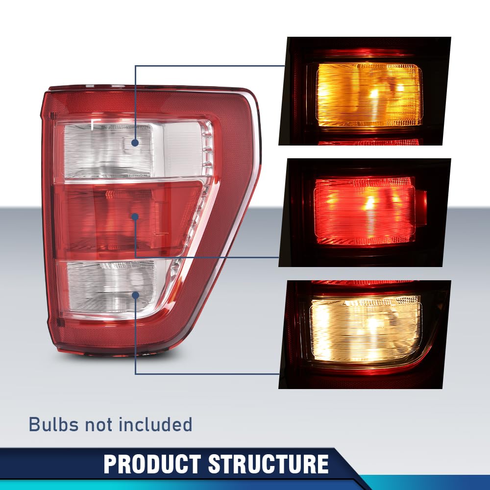 Pit66 Tail Lights Brake Lamps Left And Right Compatible With Ford F150 Xl 2021-2023, Fit For W/Factory Incandescent And W/O Blin