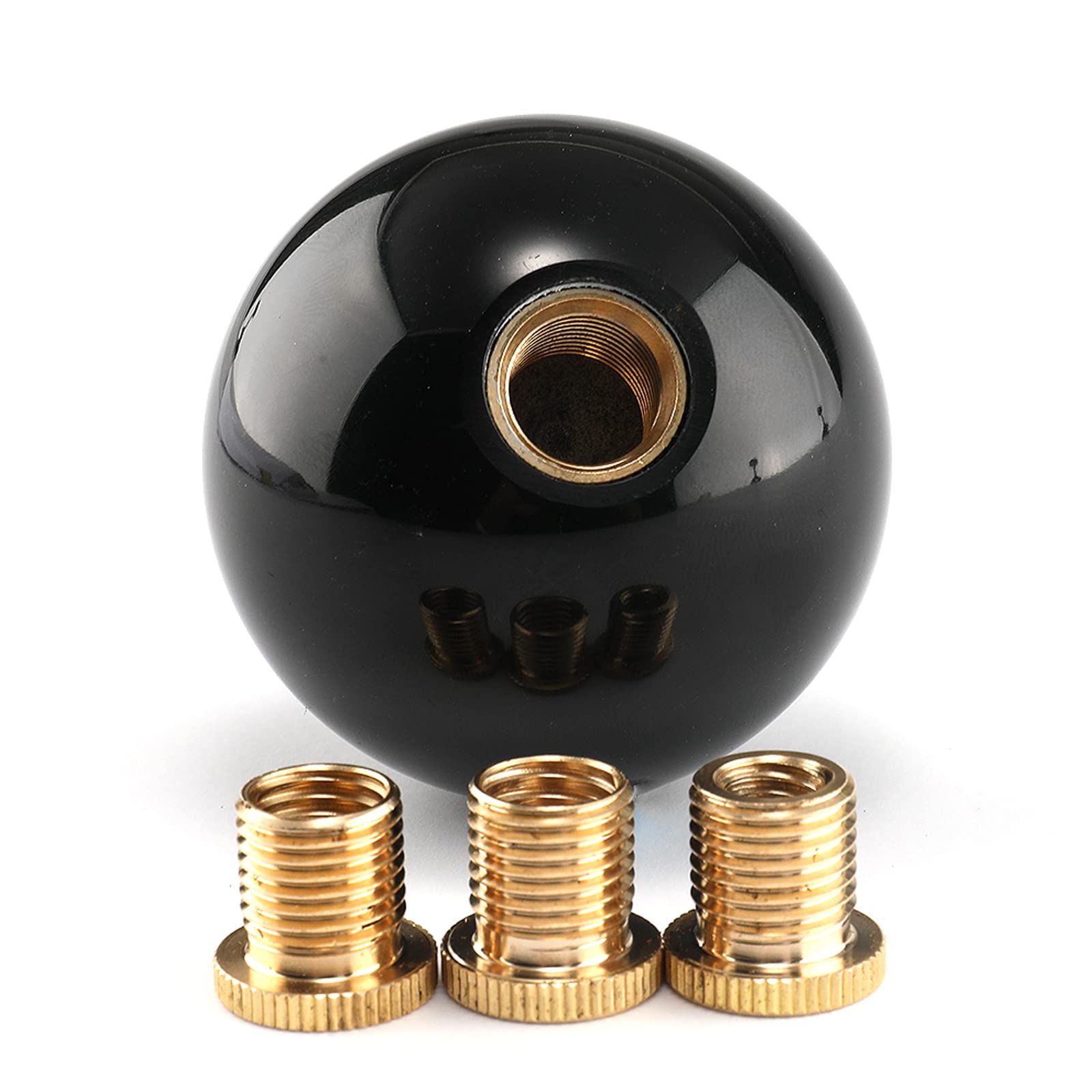 Yiuiy Round Ball Shift Knob Universal Gear Shift Knob 5 6 Speed For Manual Automatic Vehicles With Adapters (Pure Black)