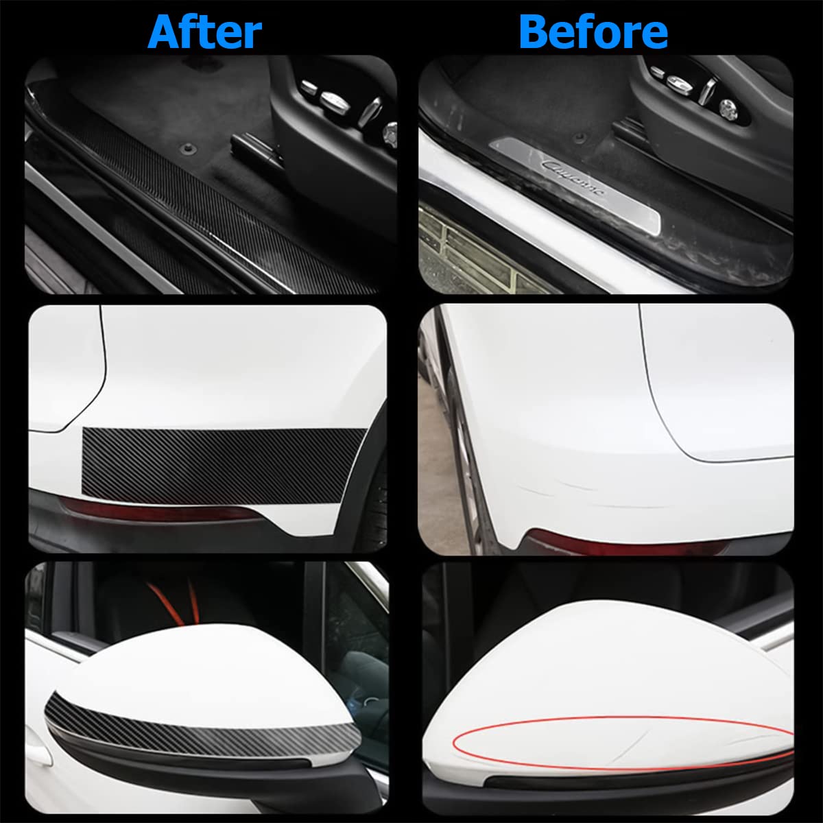 Car Door Edge Entry Guards, 5D Carbon Fiber Anti-Collision Waterproof Protector Tape, Scratch Cover Strip Sticker For Car Door S