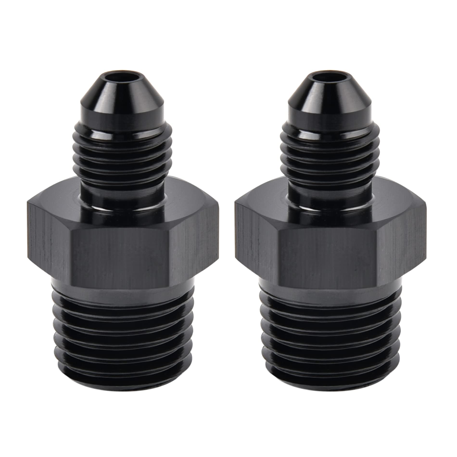 Evil Energy 3An Male Flare To 1/4'' Npt Pipe Fitting Adapter Aluminum Straight Black 2Pcs