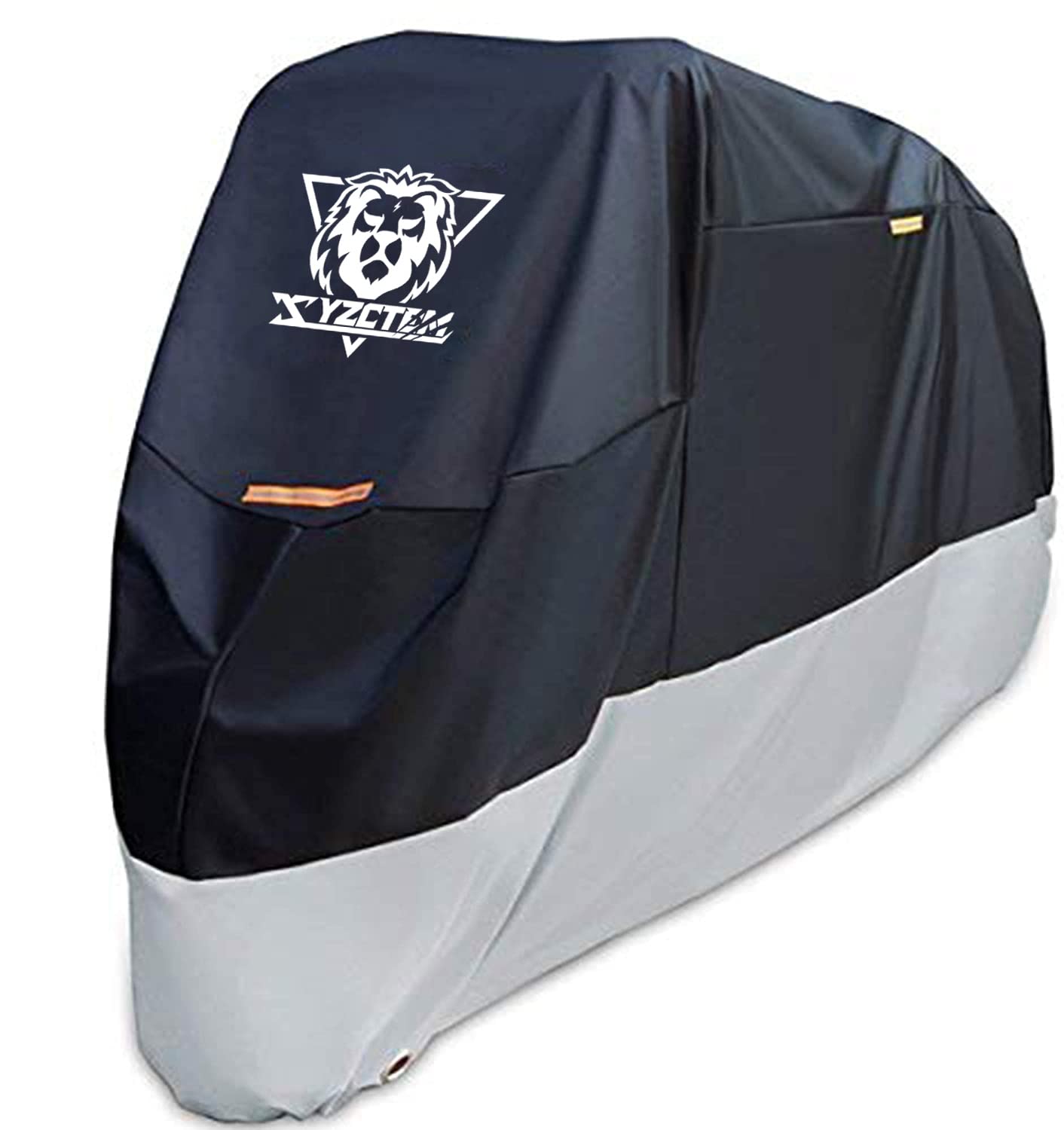 Xyzctem Motorcycle Cover – All Season Black Waterproof Outdoor Protection – Fit For 87 Inch Tour Bikes, Choppers And Cruisers – Protect Against Dust, Debris, Rain And Weather (M With Logo)