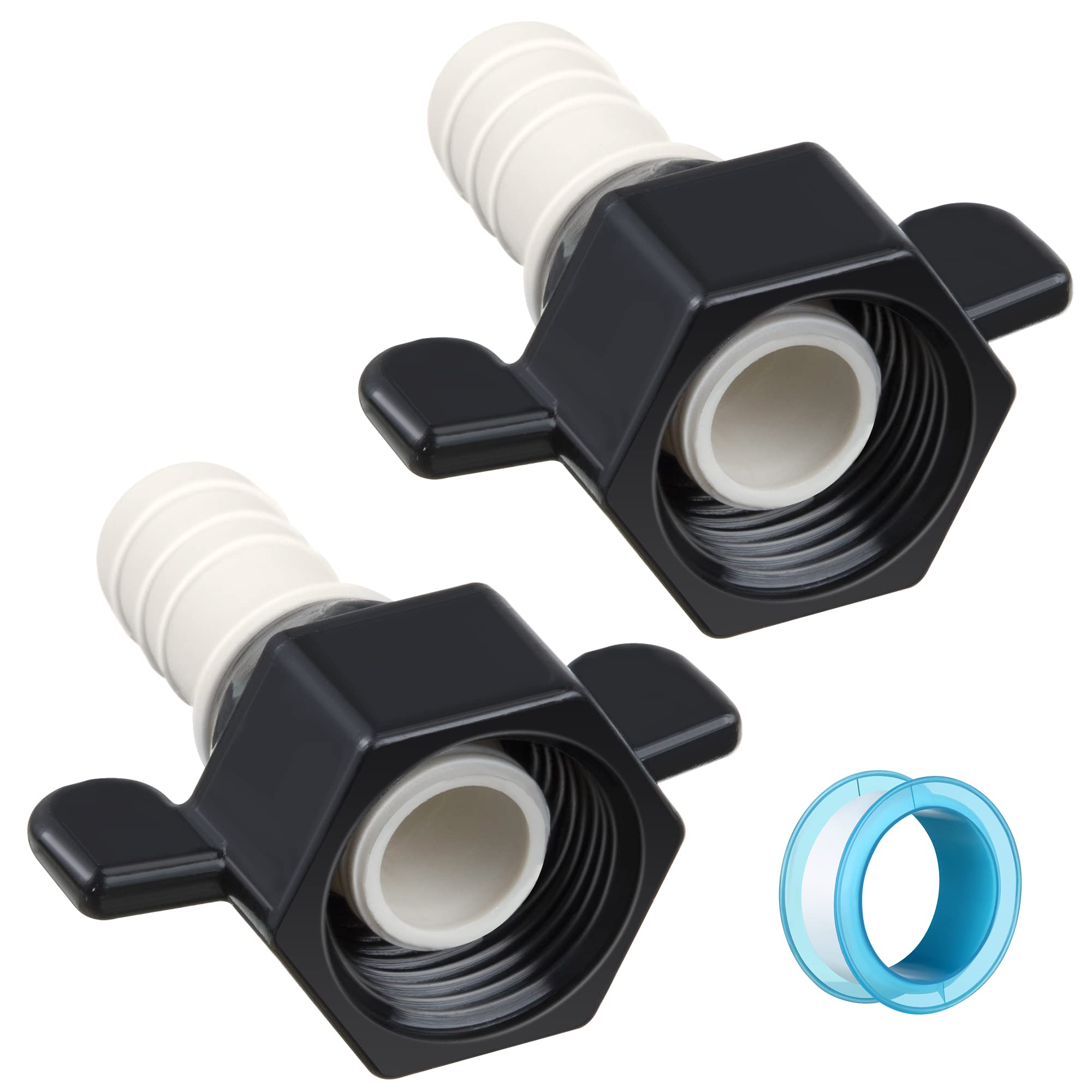 Dreyoo 1/2 Inch x 14 NPT Barb Elbow and Straight Swivel Adapter RV Water Pump Fittings with Thread Seal Tape, Female Threaded Pe
