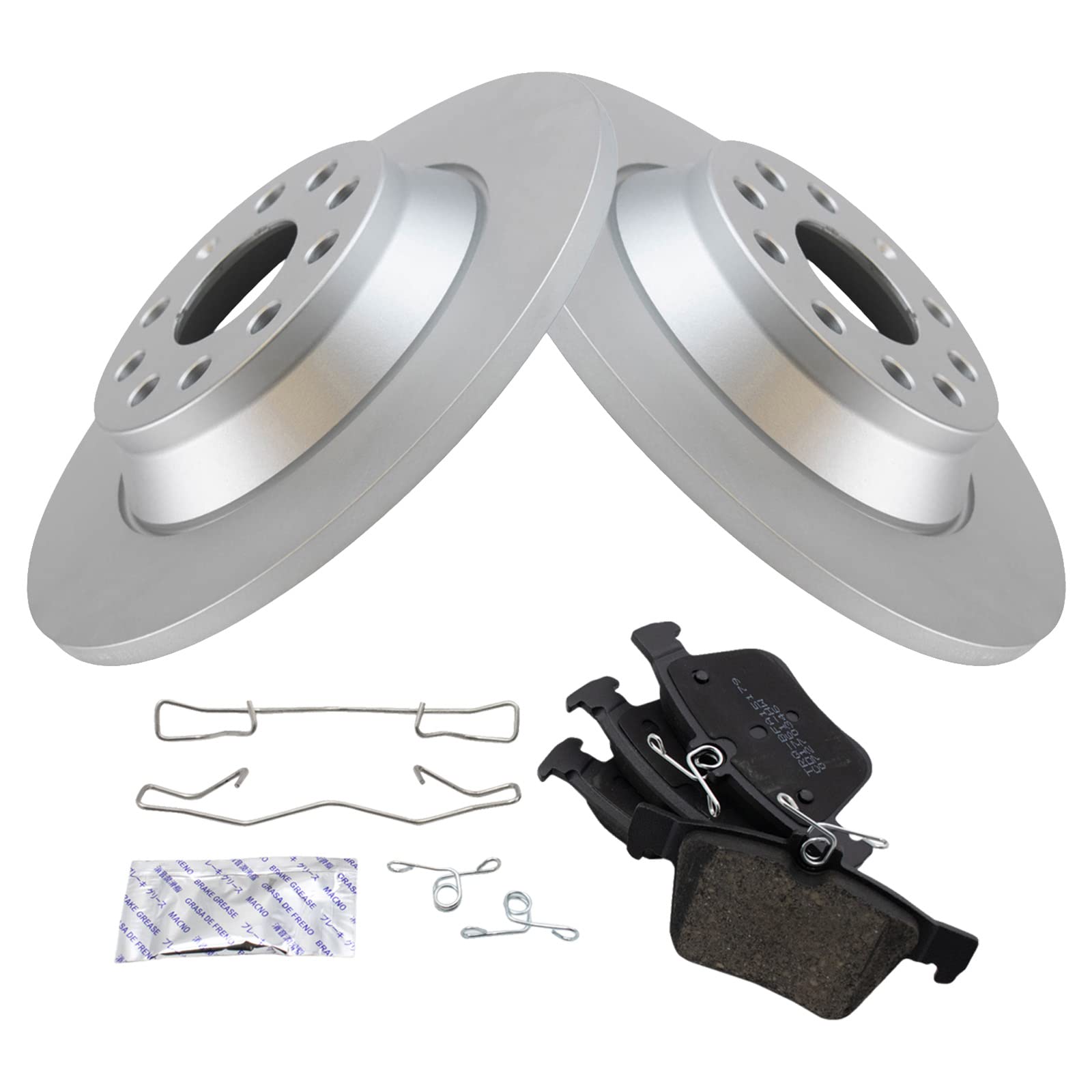 Trq Rear Brake Pad & Rotor Kit Brake Pads Brake Rotor Ceramic Premium G-Coated Compatible With 2016-2021 Audi Tt Quattro 2019-20