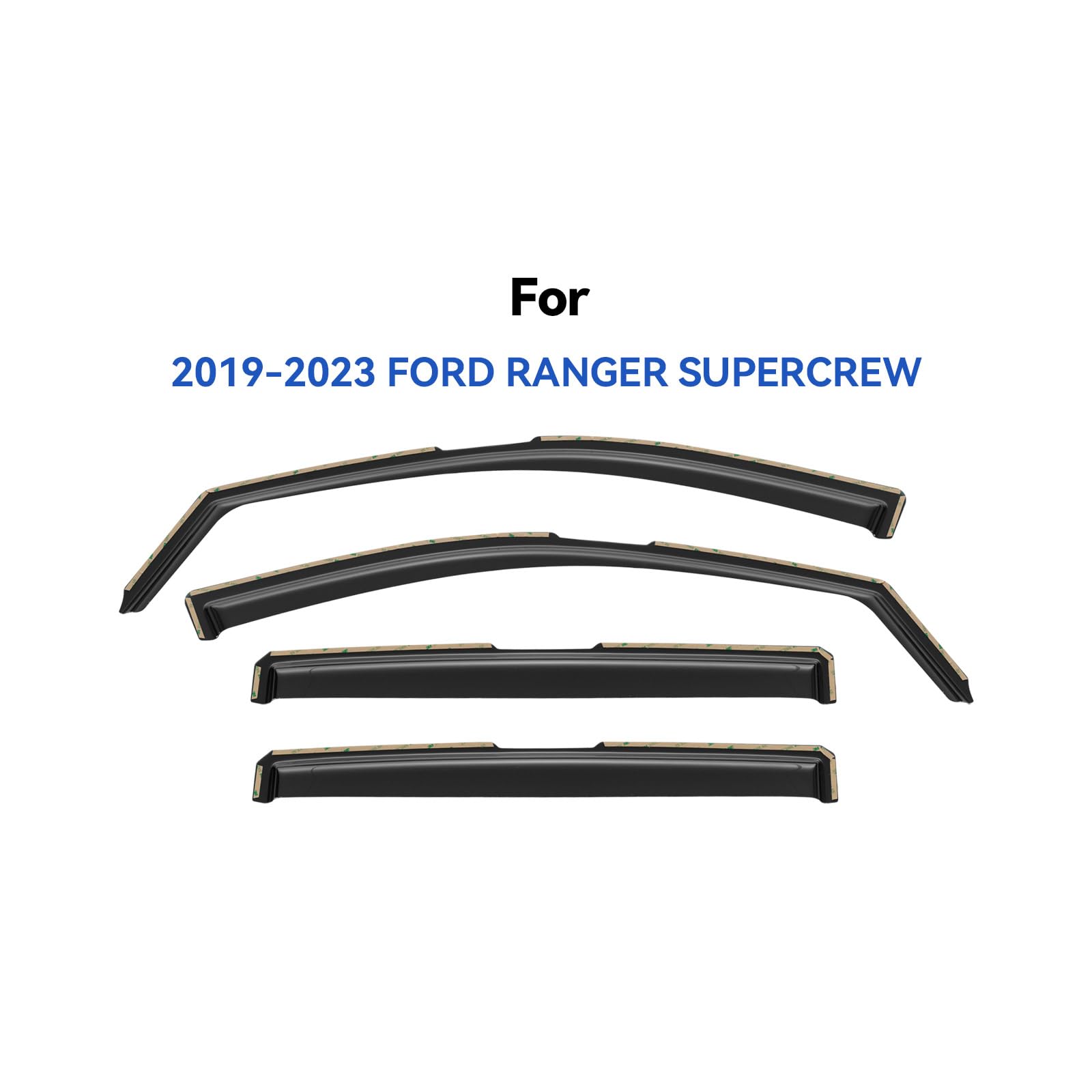 in-Channel Window Visors Rain Guards for 2019-2023 Ford Ranger SuperCrew, Window Vent Wind Deflectors Visors Shades for 19-23 Ra