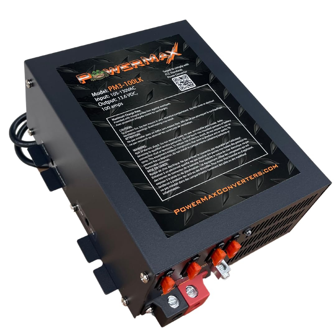 PowerMax PM3-100LK 110V to 12V DV Power Supply Converter Charger for RV 100 Amp -Grade Voltage Converter Modified SINE Wave Inve
