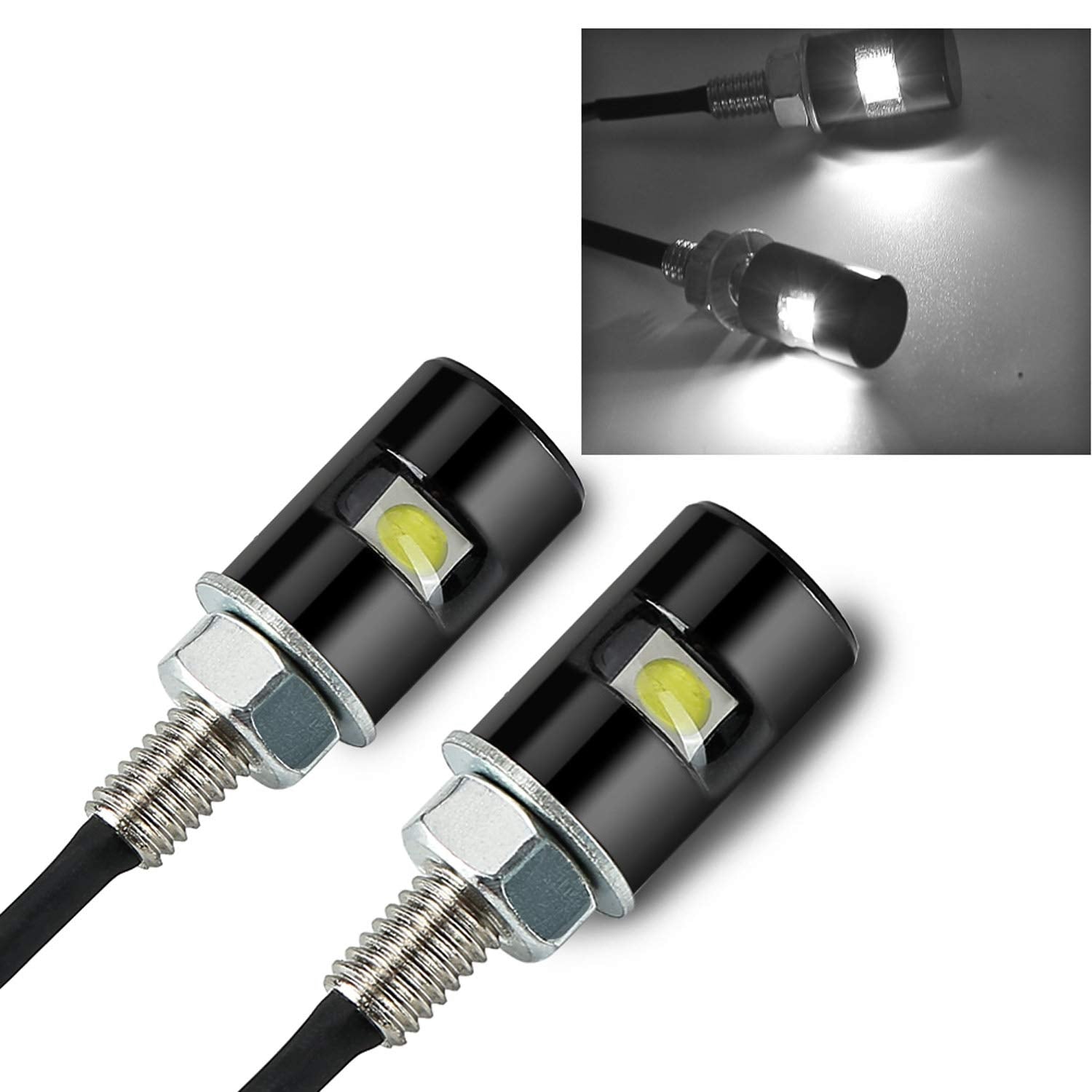 Rupse 2Pcs License Plate Light,12V Waterproof Led Bulb,License Tag Screw Bolt Lamp For Car Motorcycle Truck Rv Atv Bike (White)