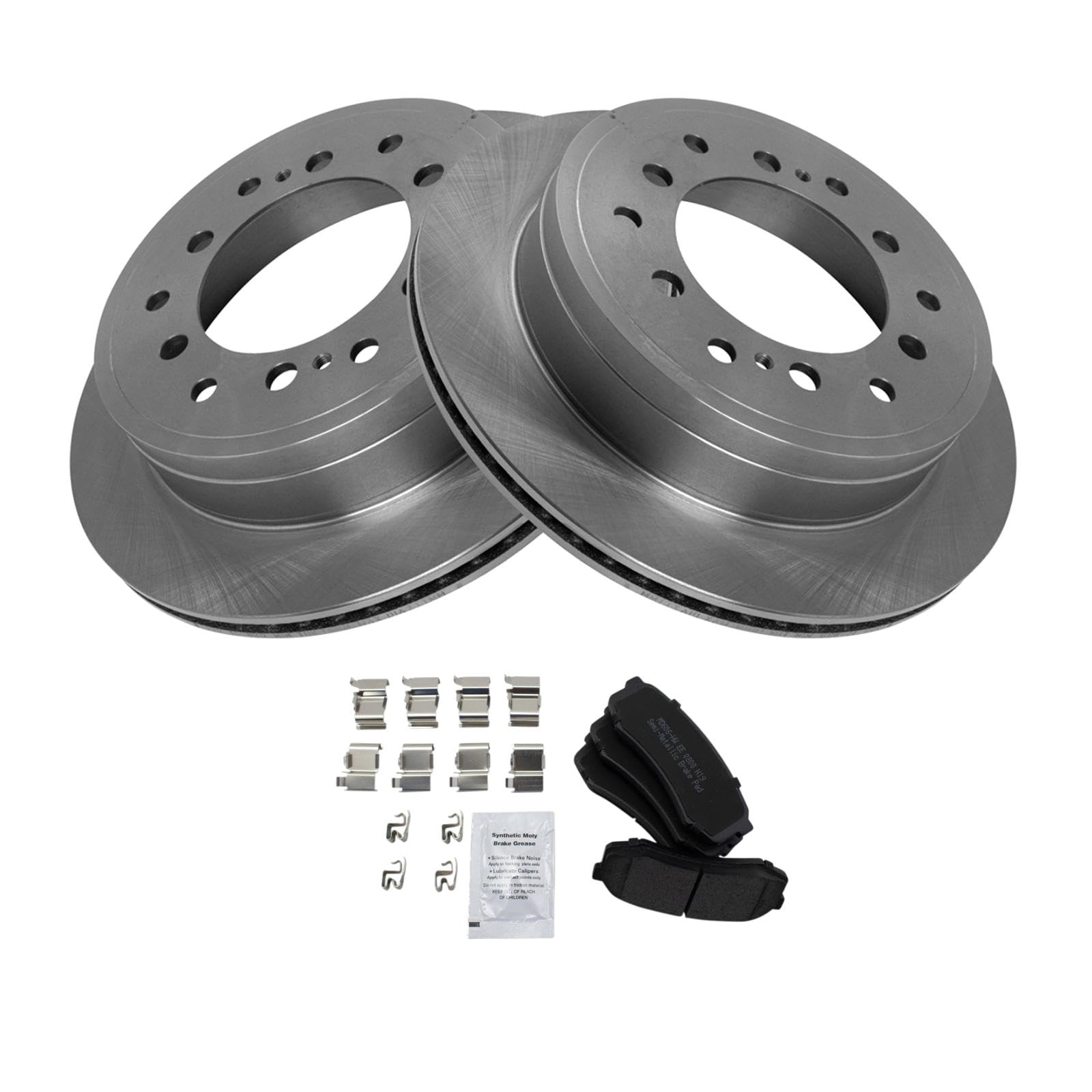 Trq Rear Brake Pad & Rotor Kit Brake Pads Brake Rotor Semi-Metallic Compatible With 2010-2022 Lexus Gx460 Toyota 4Runner 2010-20