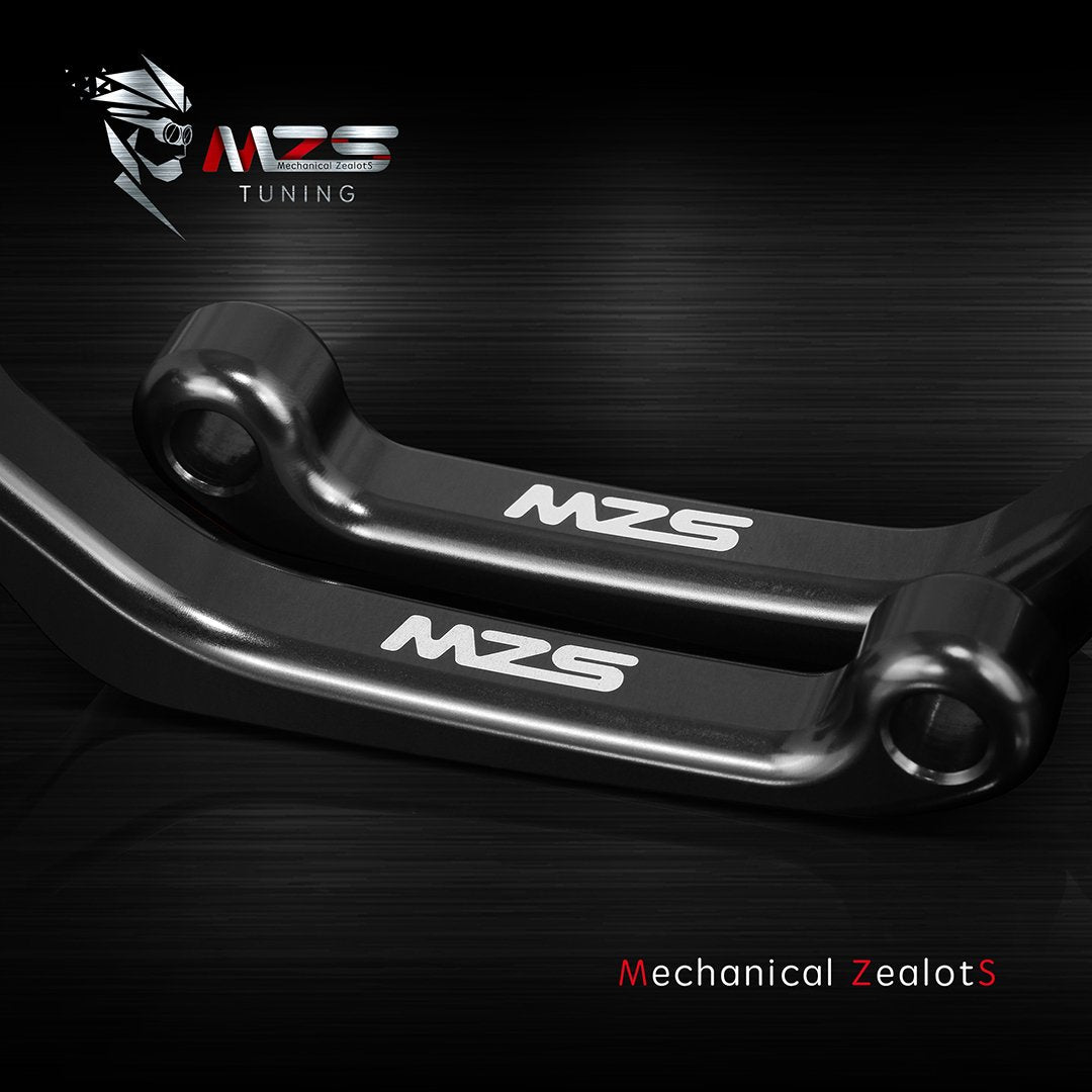 MZS Adjustable CNC Black Brake Clutch Levers for YZ125, YZ250, YZ426F, YZ450F (2001-2007) - Aluminum, Performance Upgrade