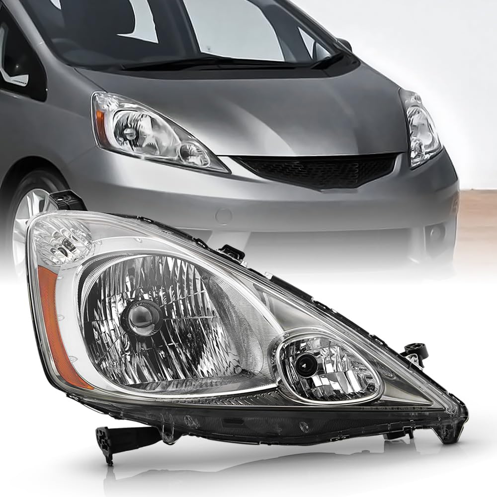 KEEKPO - For 2009 2010 2011 Honda FIT Sport Factory Chrome Housing Headlight Headlamp Replacement Passenger Side