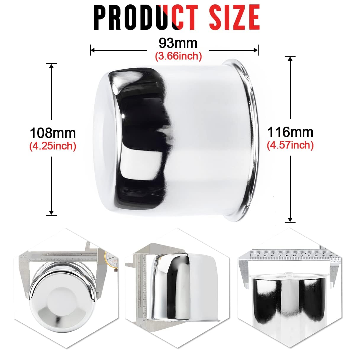Rtrhinotuning 4Pcs 4.25Inch Push Through Wheel Center Caps For Truck Trailer Wheels Rim 4.25'' Bore 3.66'' Tall Wheel Hub Covers