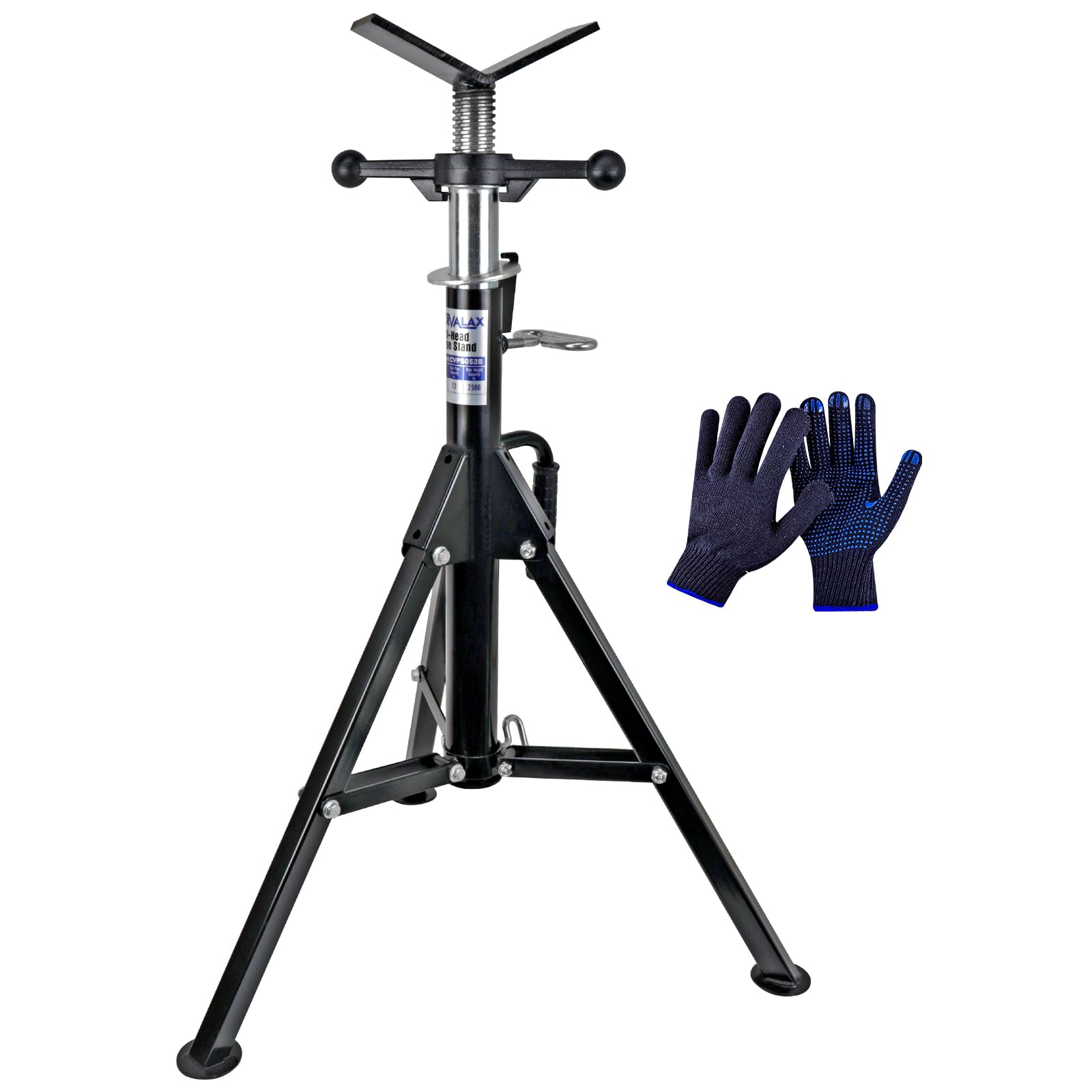 CARVALAX V-Head Pipe Jack Stands, 28-52 Adjustable Pipe Stand Fits 1/2 - 12 Pipe Capacity w/ 2500LB Load Capacity, Steel Pipe St