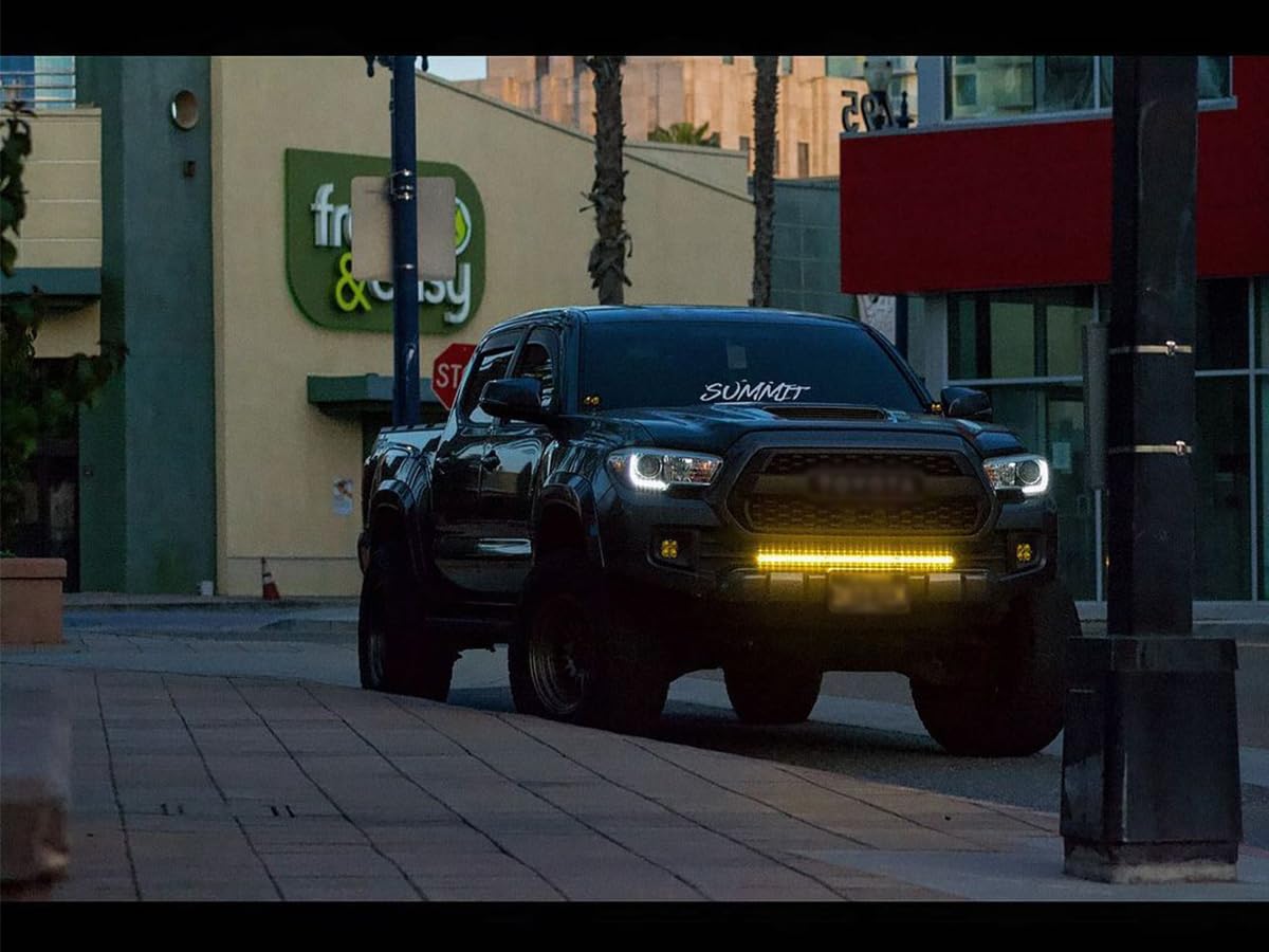 LASFIT Amber LED Light Bar, 32 inch, 8650LM, Slim Row Spot Flood Combo for Truck, SUV, ATV, Marine - Model LW32CBSTA