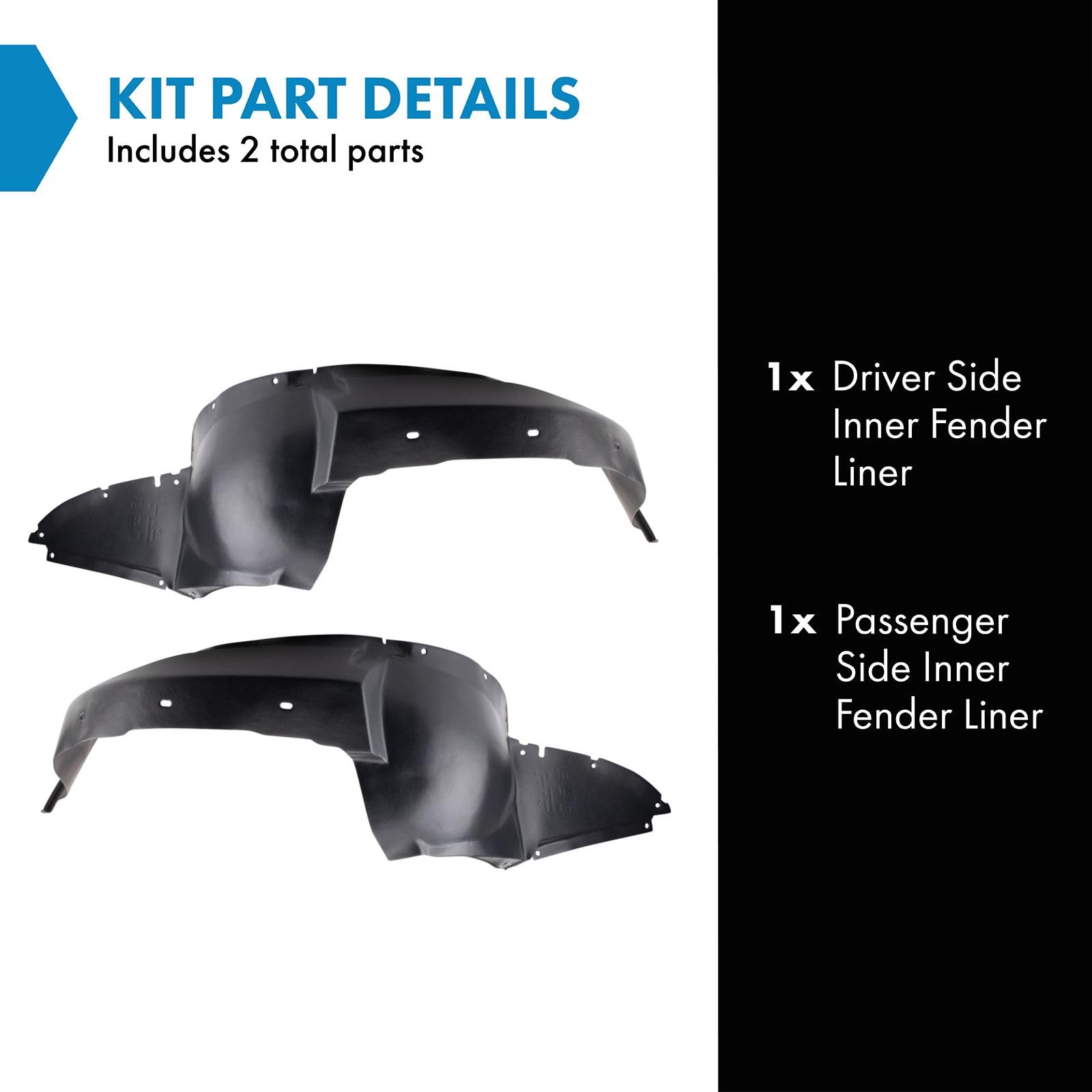 Trq Inner Fender Liner Set Compatible With 2005-2010 Chevrolet Cobalt 2007-2009 Pontiac G5 Gm1250120 Gm1251120