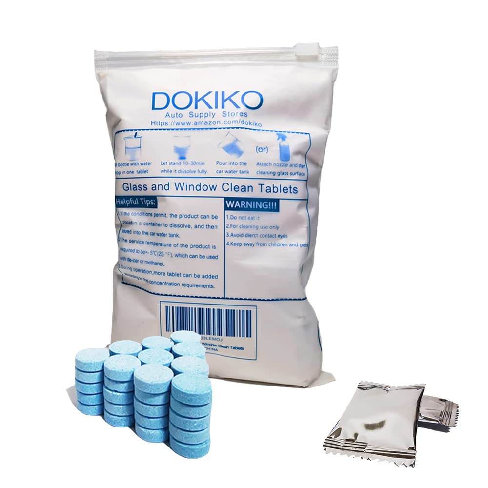 Dokiko 100 Pcs Window Clean Tablets For Cars And Home, Car Windshield Washer Fluid Tablets,Cleaning Glass Surfaces,1 Pack Makes