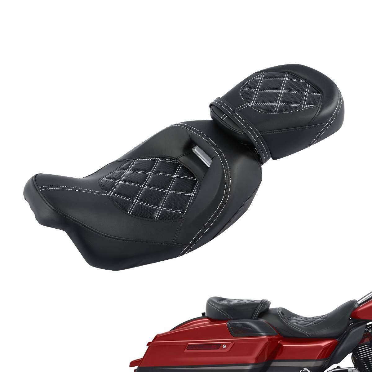 Low-Profile Driver Rider Seat Passenger Pillion Set Fit For Harley Touring Road King Flhr Street Glide Flhx 2009-2023