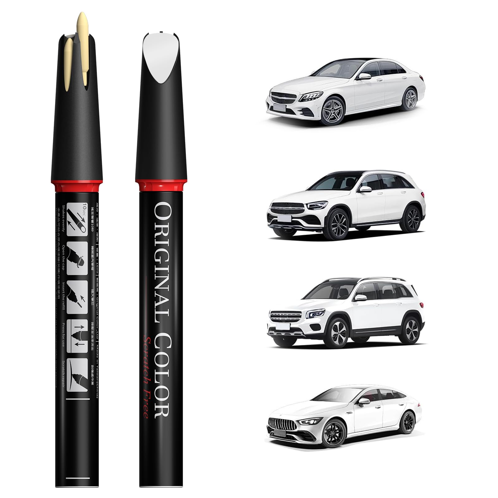 Carhoo 799/9799 Diamond White Tricoat Compatible with Mercedes-Benz Exact Match Touch Up Paint Pen - 0.56 Fl Oz(16ml)